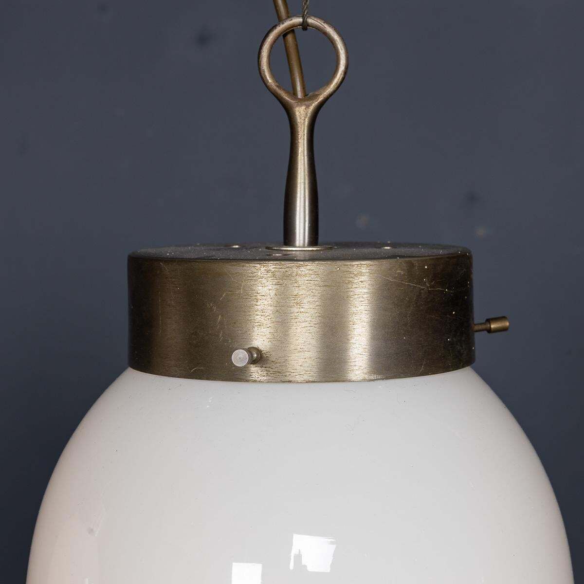 20thc Italian Pair Of "Delta" Opaline Pendant Lights By Sergio Mazza C.1960 photo vintage