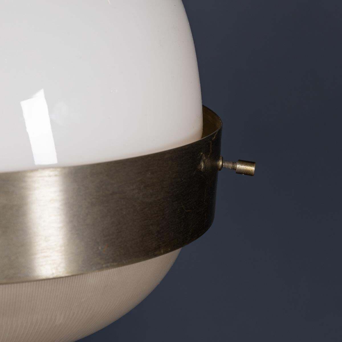 photo for sale 20thc Italian Pair Of "Delta" Opaline Pendant Lights By Sergio Mazza C.1960
