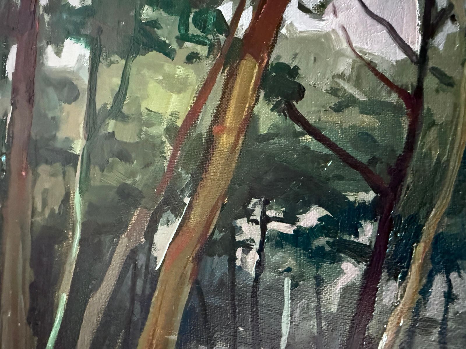 Ferran Ponsjoan Forest Glade Spanish Landscape Oil Painting On Canvas C.1960 photo vinterior