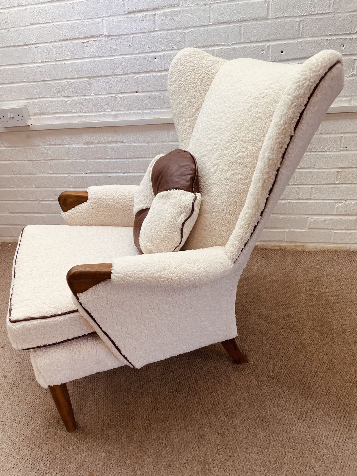 Original Parker Knoll Papa Bear Chair Reupholstered In Teddy Bear Fabric photo vinterior