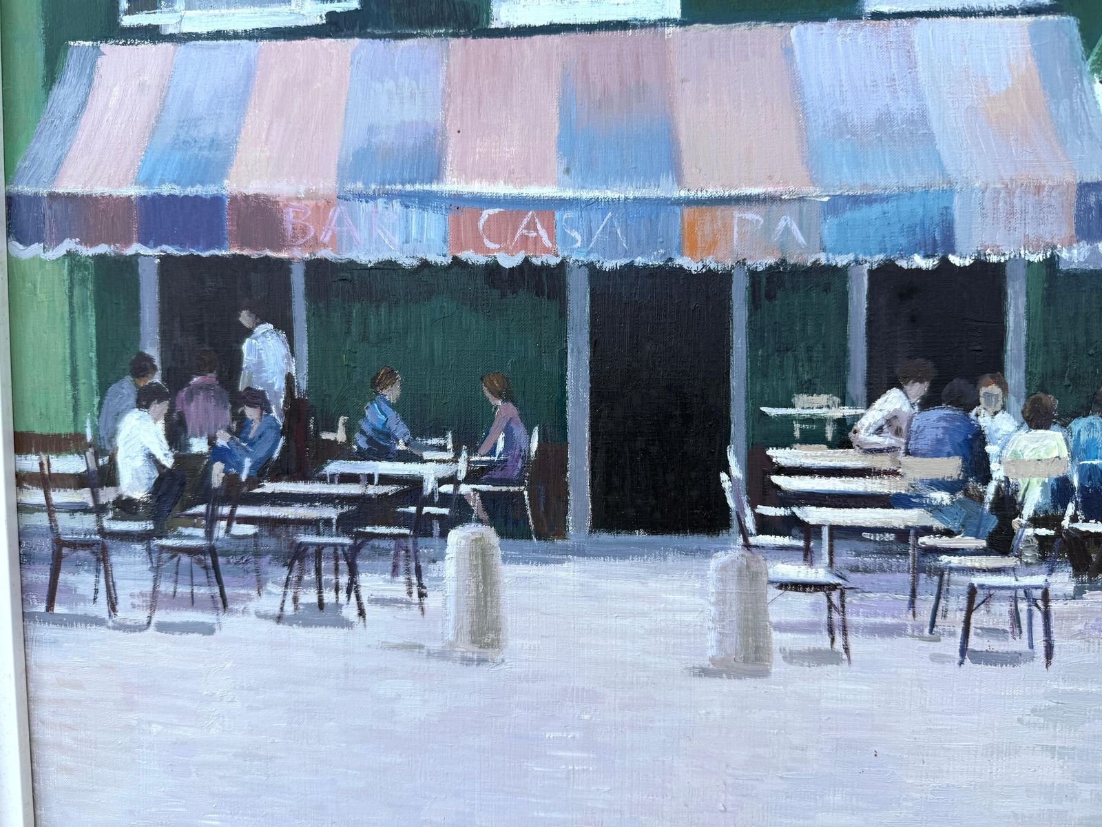 Josep Maria Vayreda Canadell Terrace On The Costa Brava, Spain. Oil On Canvas Painting Of A Spanish Cityscape. C.1990 photo 2500.0