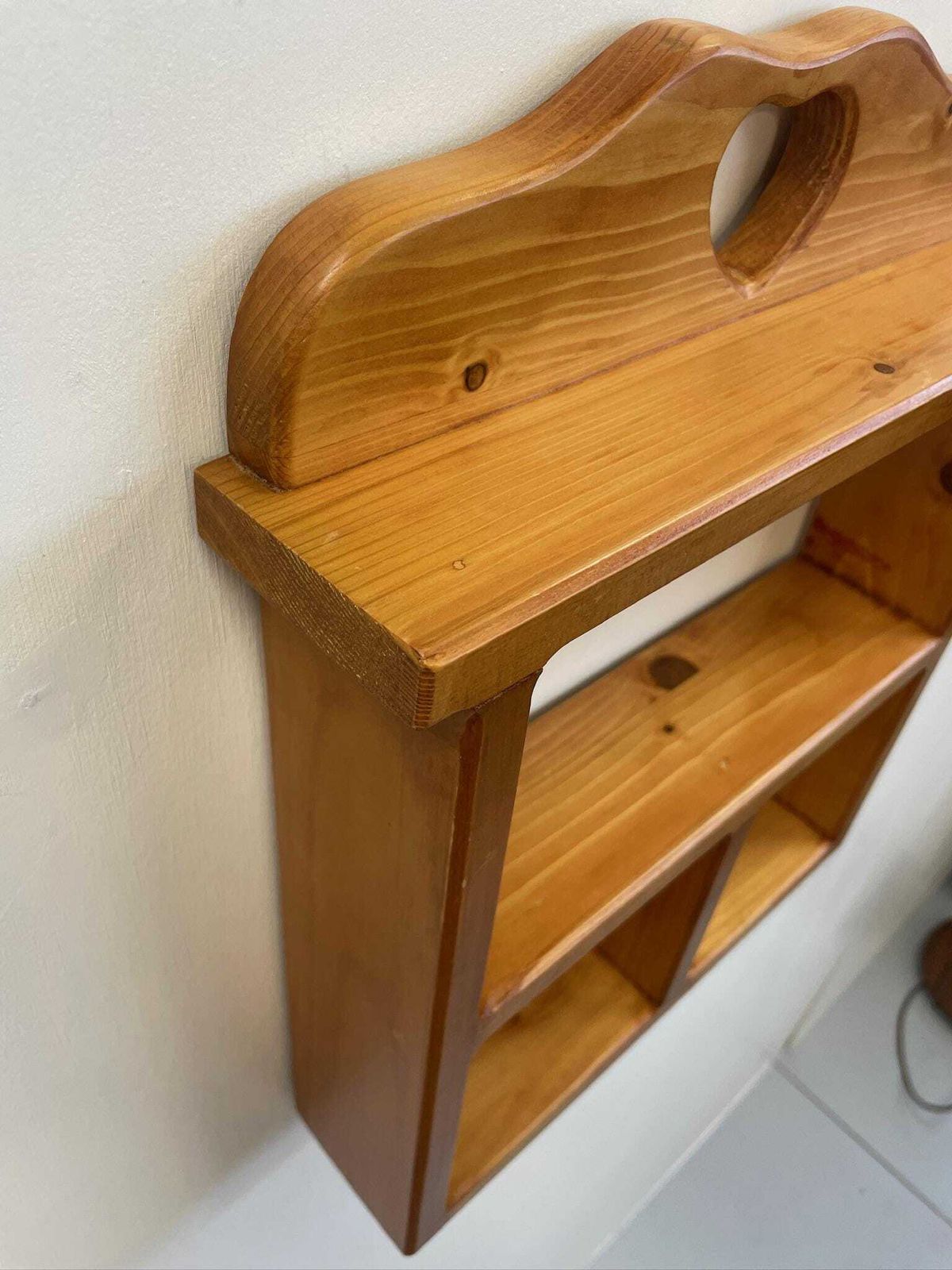 photo furniture Vintage Wooden Pine Wall Hanging Small Display Shelf   Pair Available