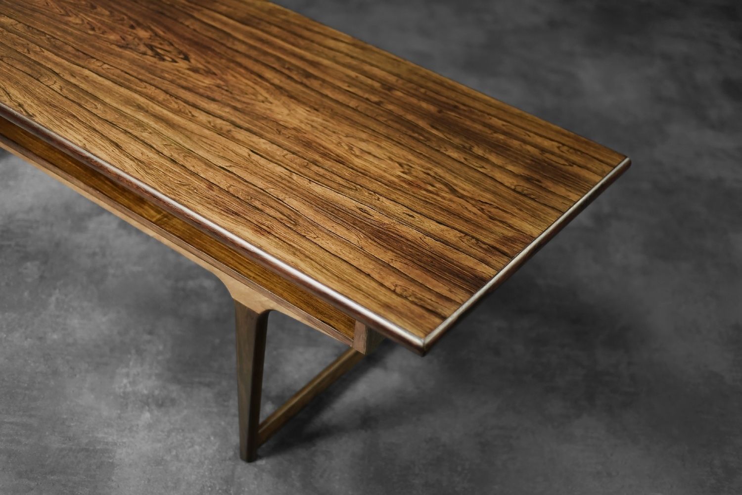 Mid Century Modern Danish Rosewood Coffee Table With Shelf, 1960s photo for sale