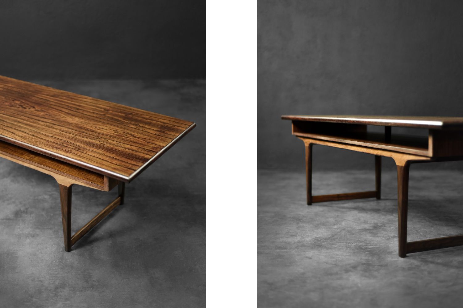Mid Century Modern Danish Rosewood Coffee Table With Shelf, 1960s photo buy