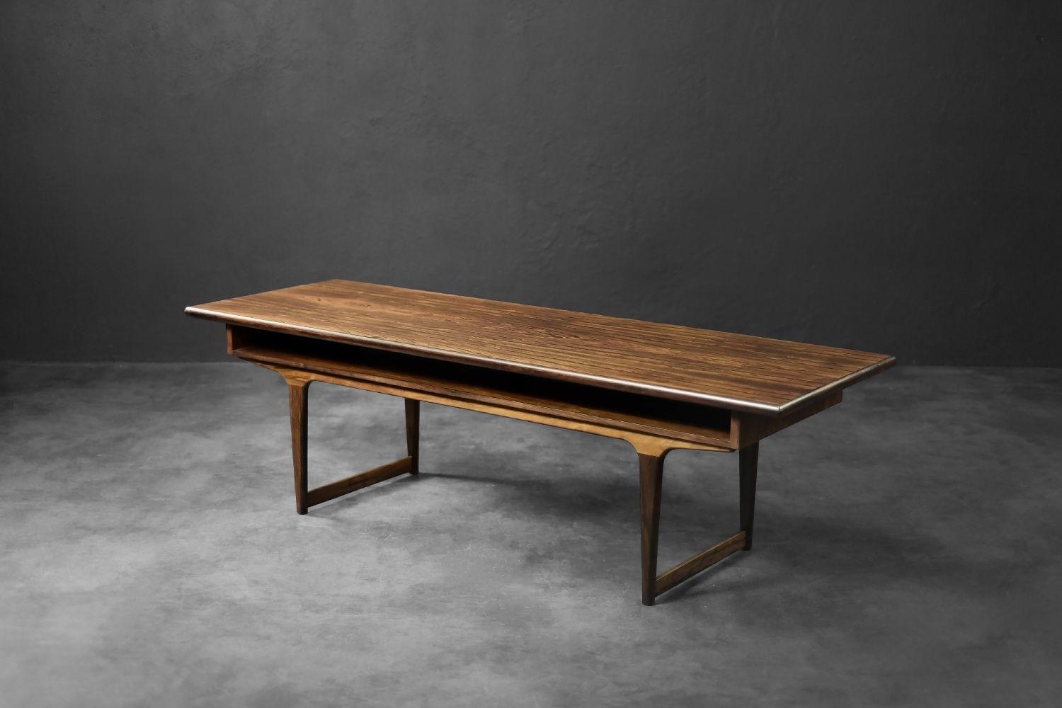 Mid Century Modern Danish Rosewood Coffee Table With Shelf, 1960s