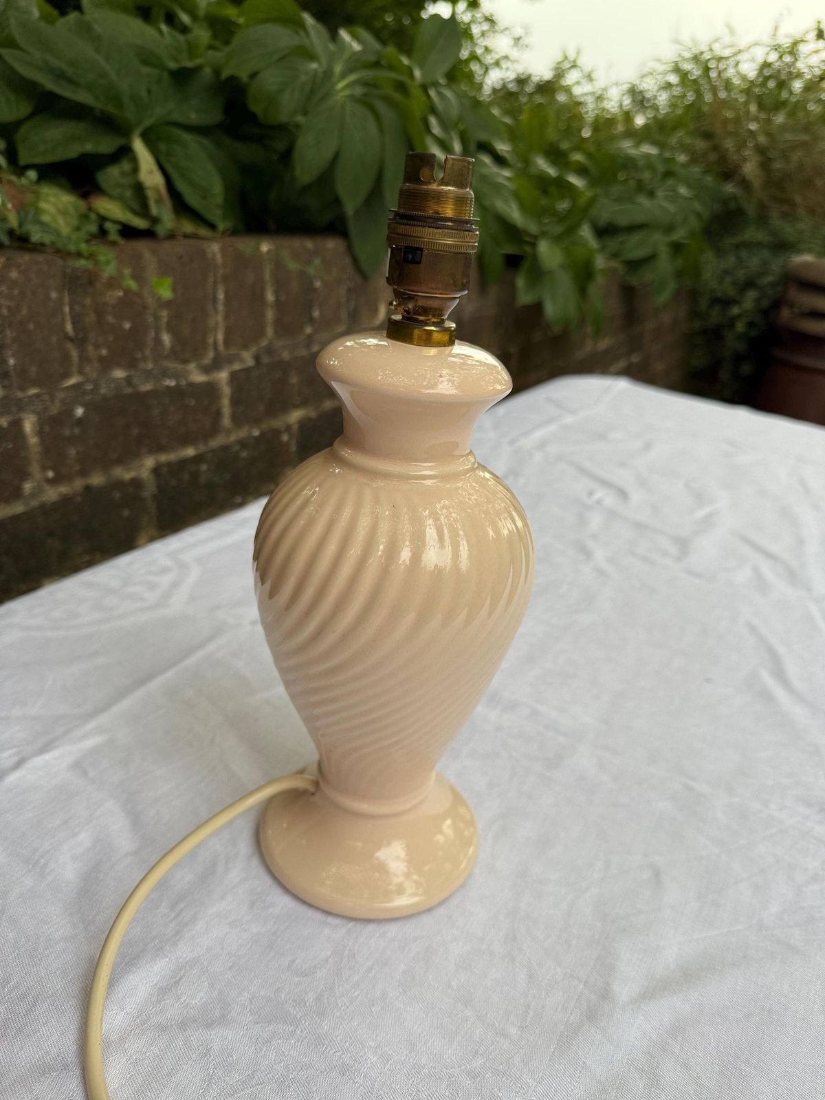 Pale Pink 1980s Ceramic Table Lamp By Goodson Lighting, Vintage Spiral Lamp, Retro Home Decor, Working, Pat Tested, 30cm Tall photo Lighting