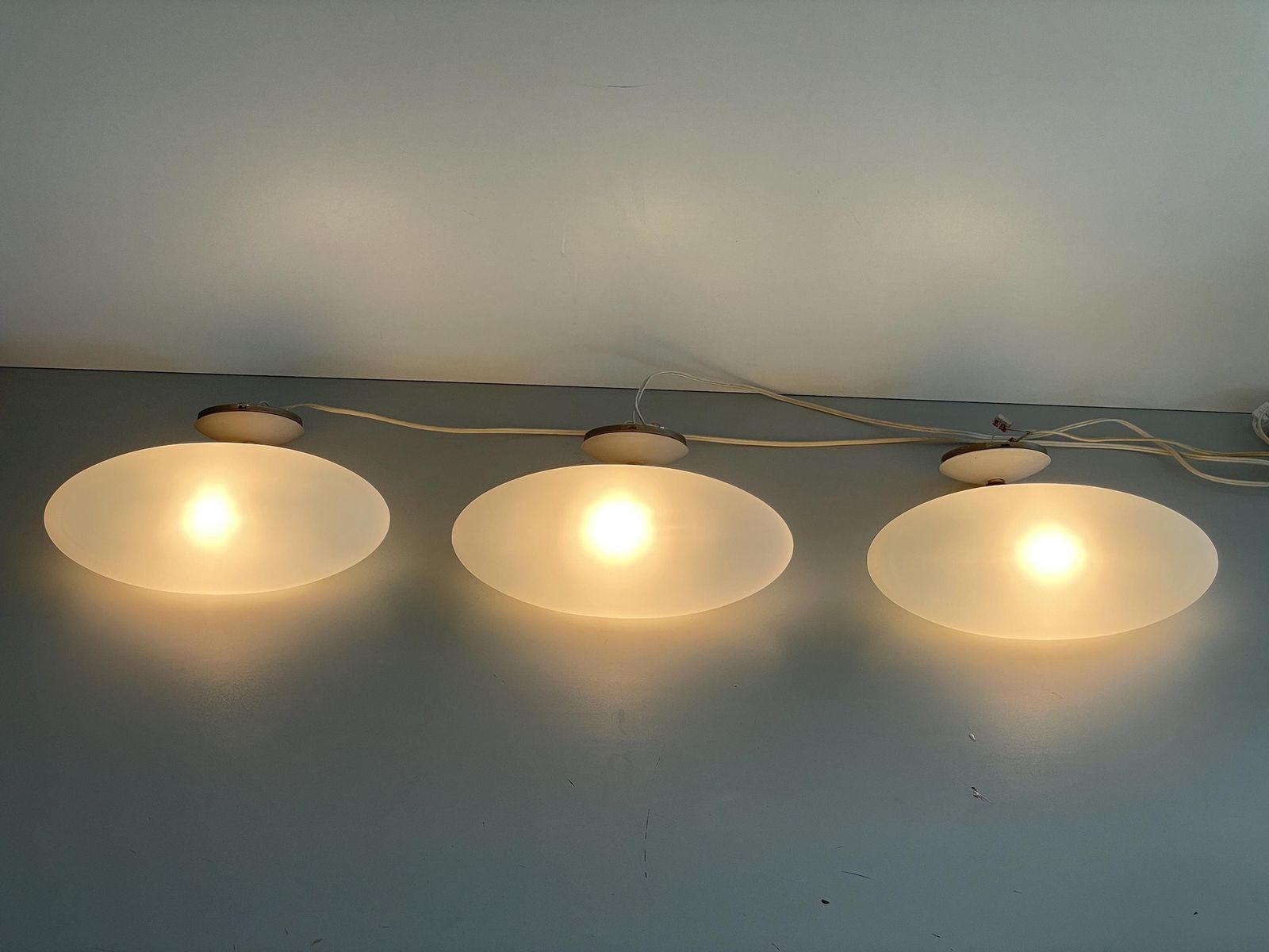 Model Pao' Glass And Metal And Solid Wood Set Of 3 Wall Sconces By Arteluce, 1960s, Italy photo buy
