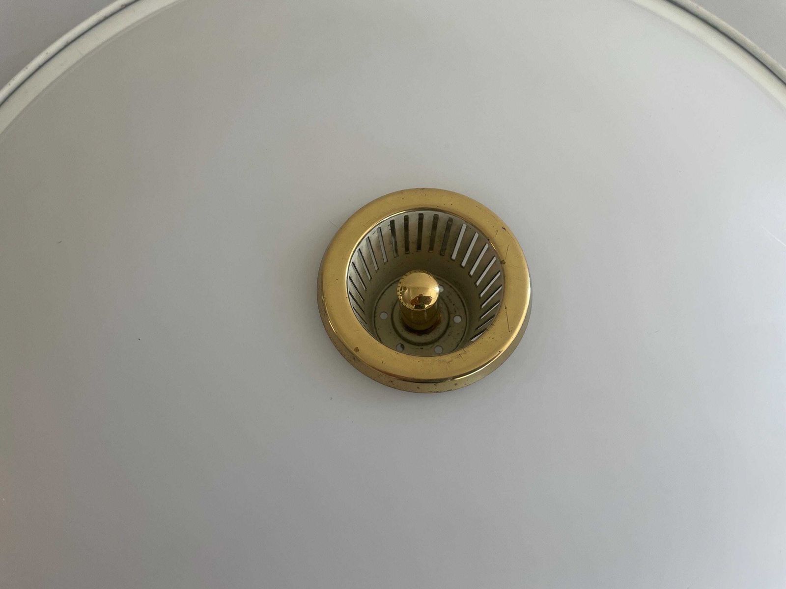 Mid Century Modern Glass And Brass Flush Mount By Hillebrand, 1960s, Germany photo vintage
