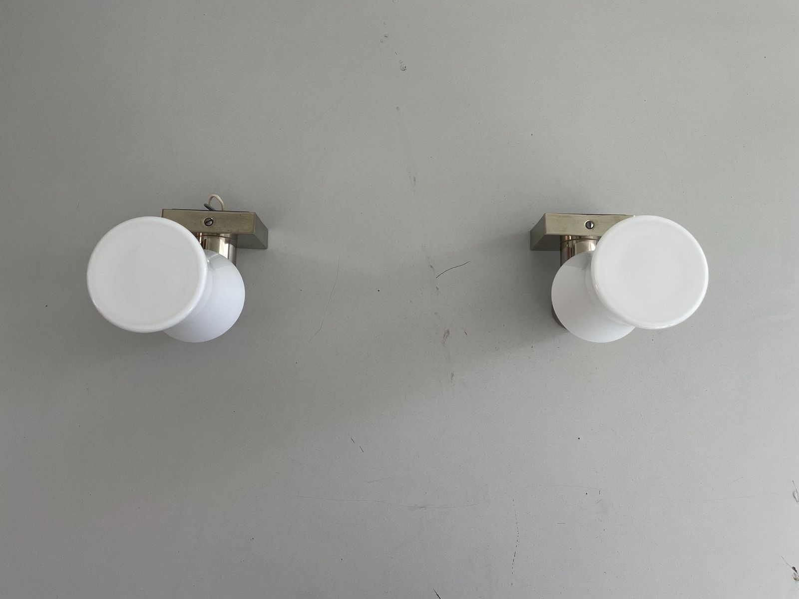 photo for sale Space Age Glass And Metal Pair Of Sconces By N Leuchten, 1970s, Germany