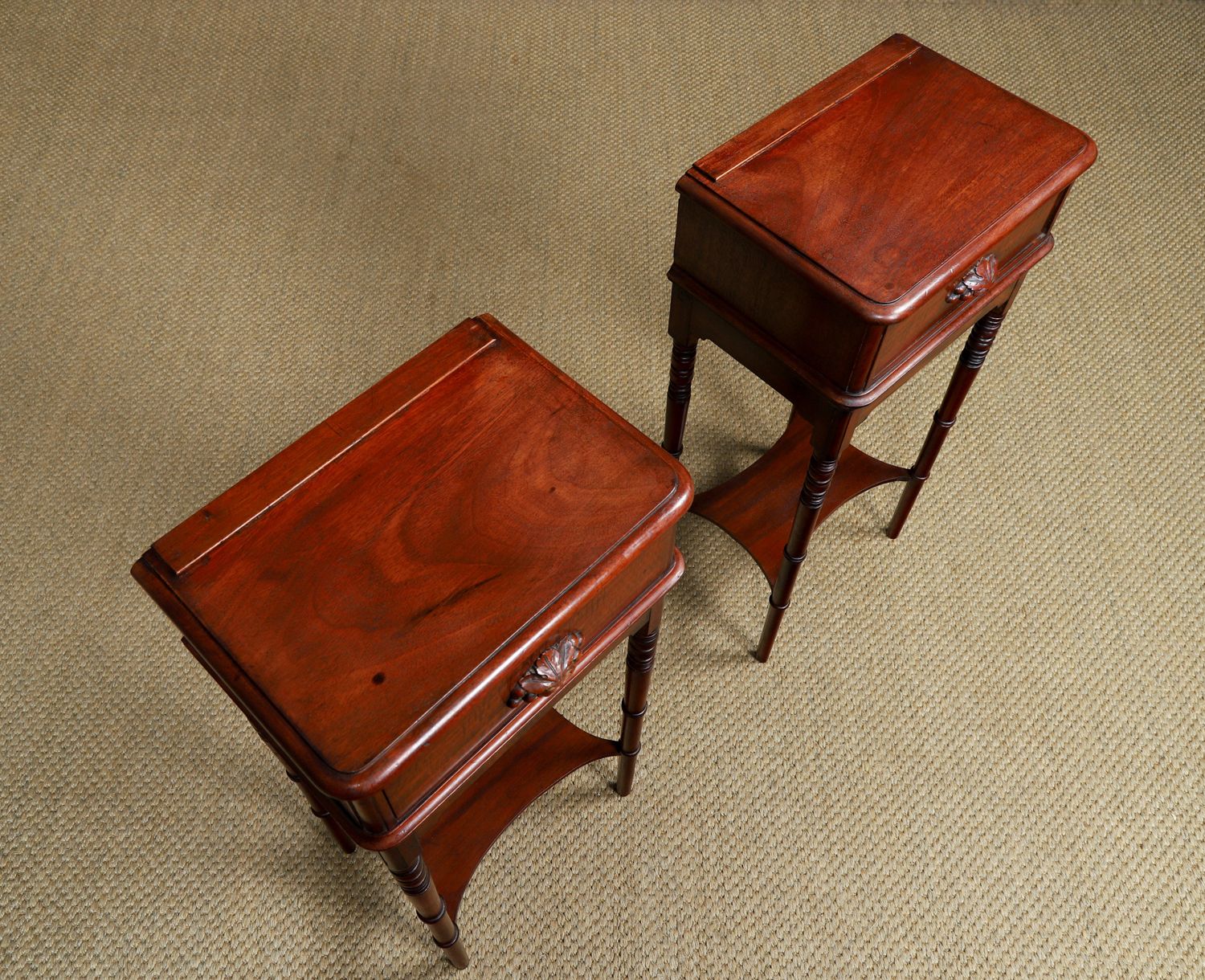 photo buy Small English Victorian Pair Of Mahogany Bedsides Tables / Nightstands / Chests / Cabinets (Circa 1840)