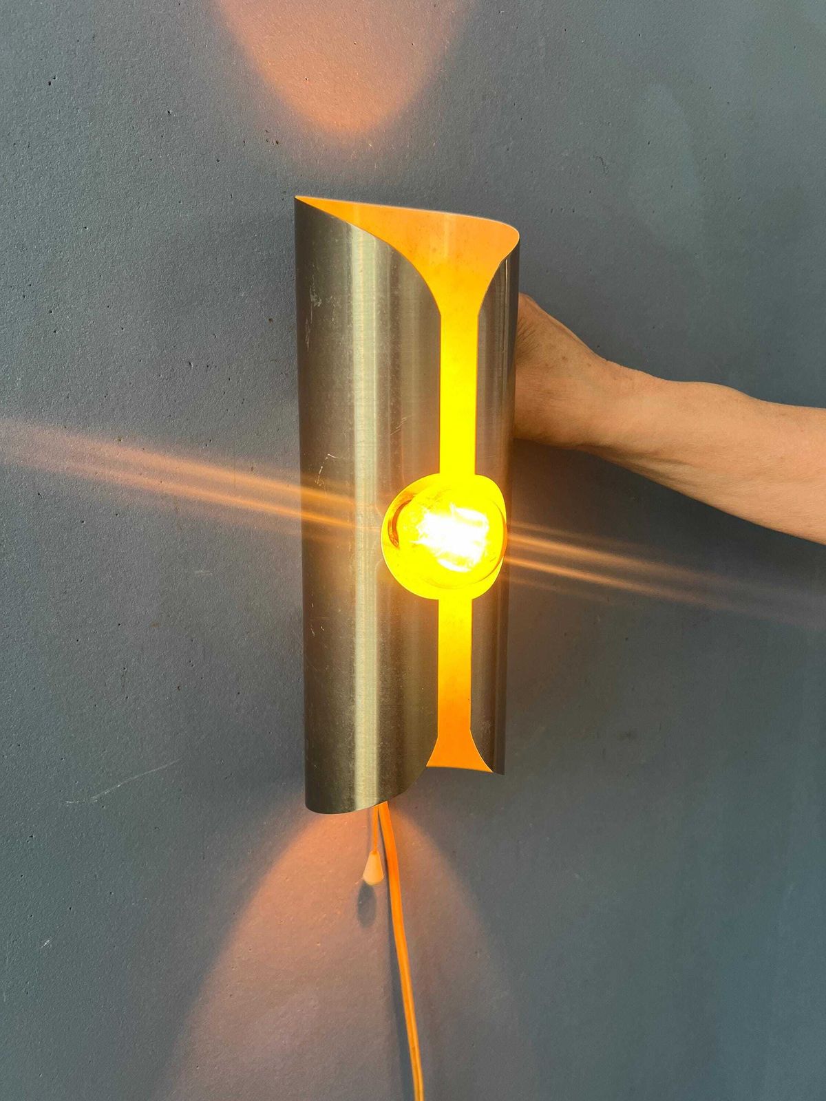 Vintage Brushed Steel Polam / Raak Space Age Wall Lamp photo furniture