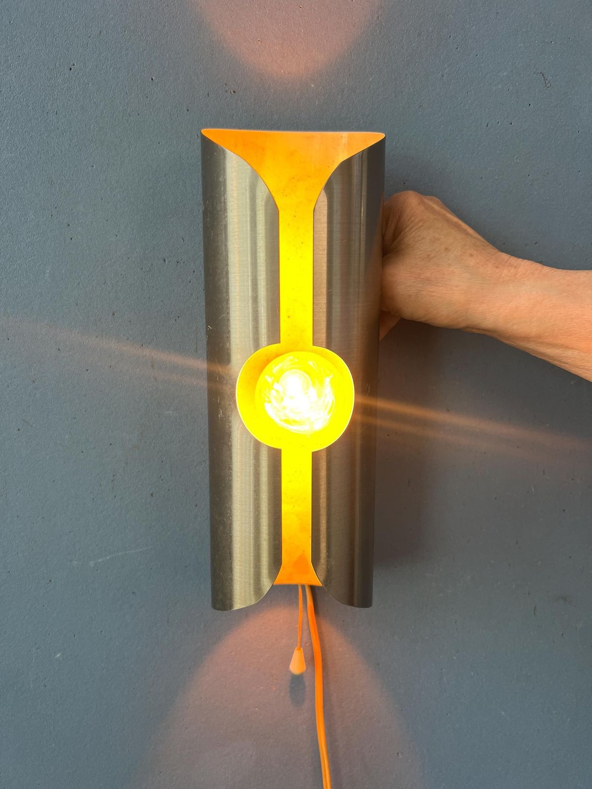 Vintage Brushed Steel Polam / Raak Space Age Wall Lamp photo Lighting