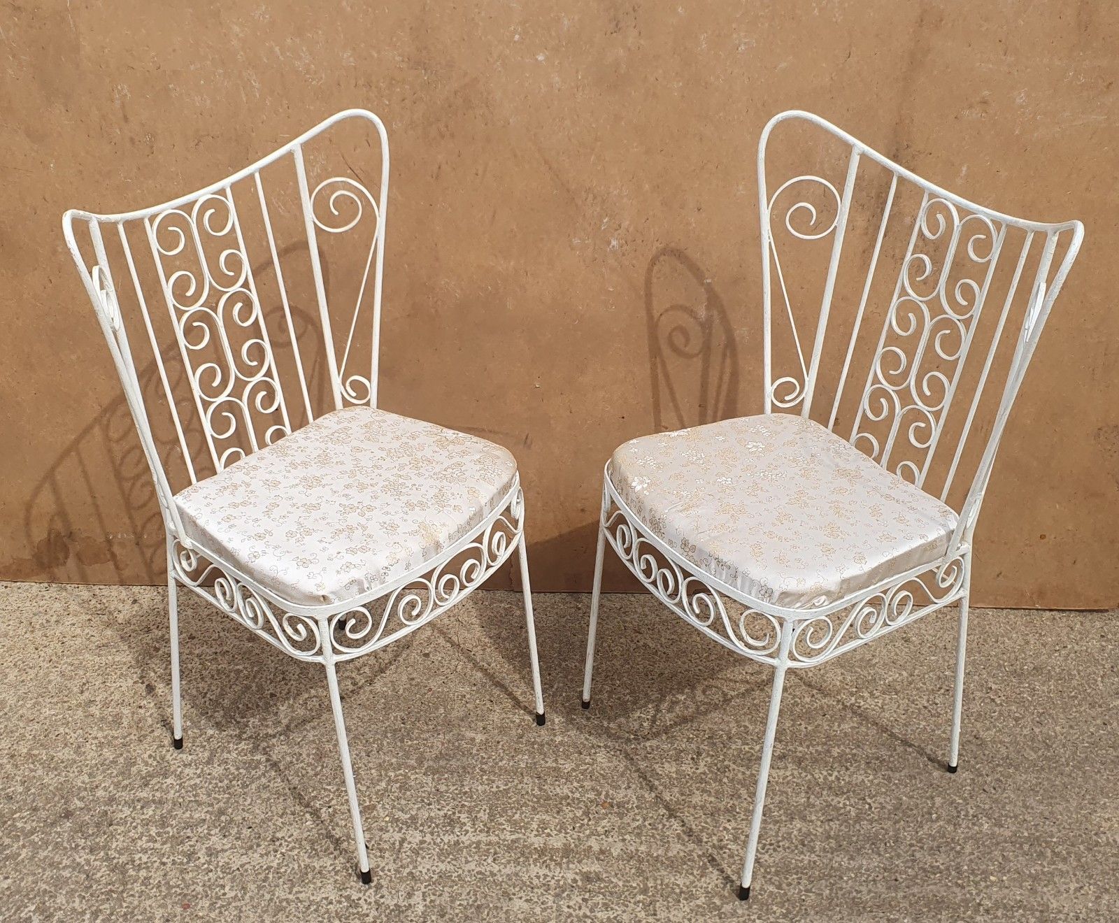 Pair Of 1950s Mid Century Decorative Metal Chairs