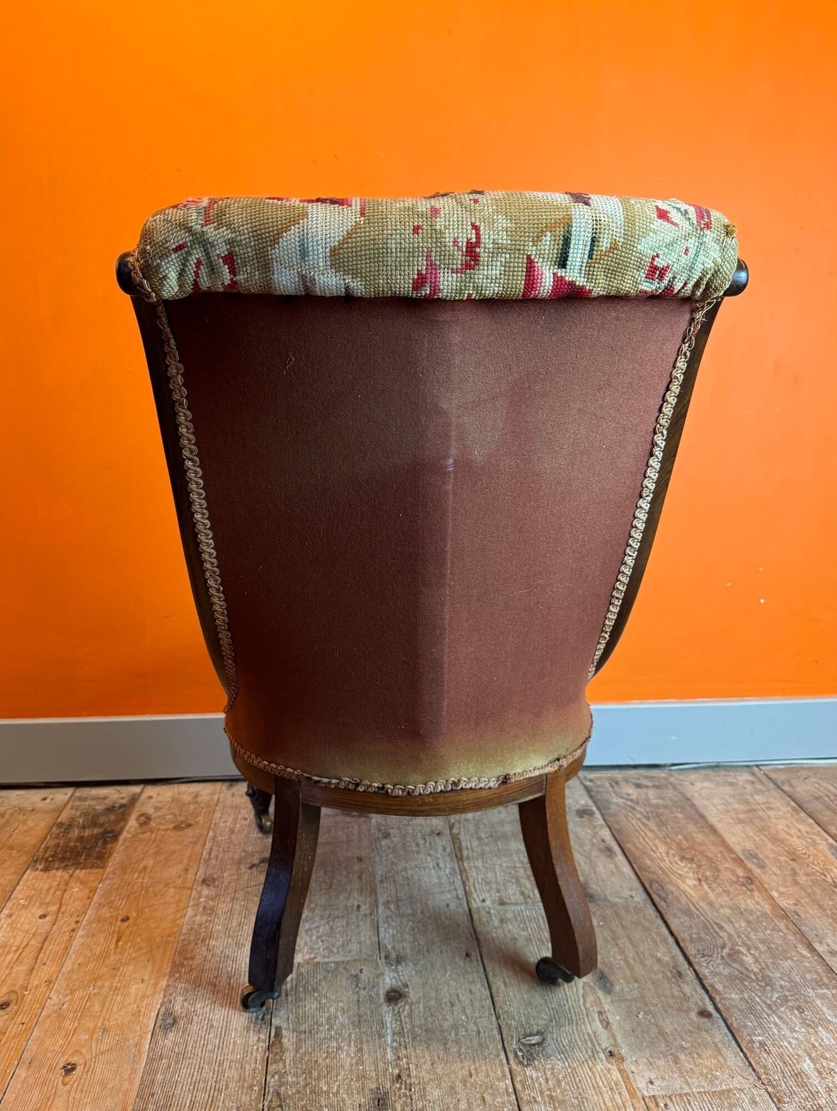 Early Victorian Upholstered Scroll Back Occasional Chair photo buy