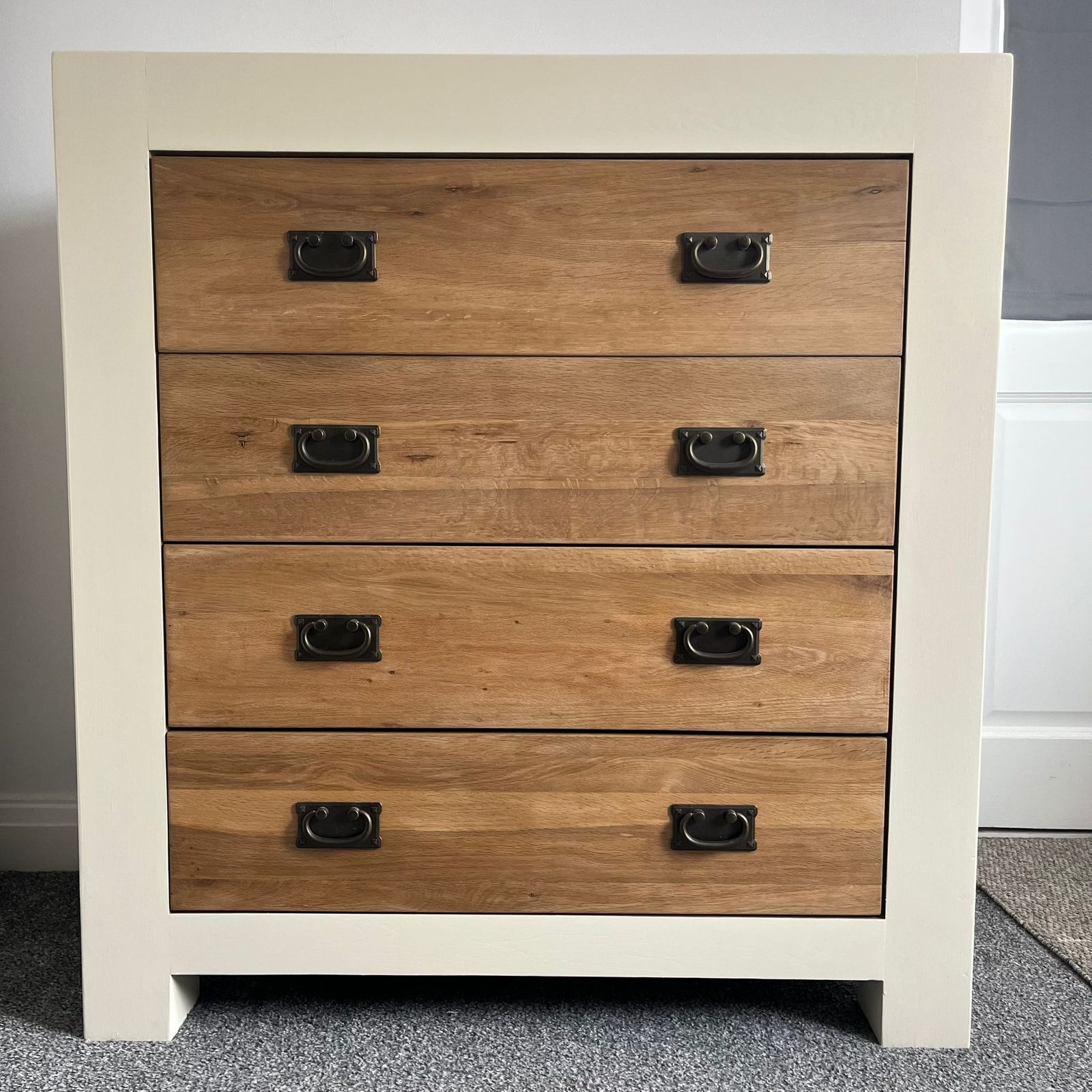 Solid Oak Chest Of Draws: Matt Cream photo for sale