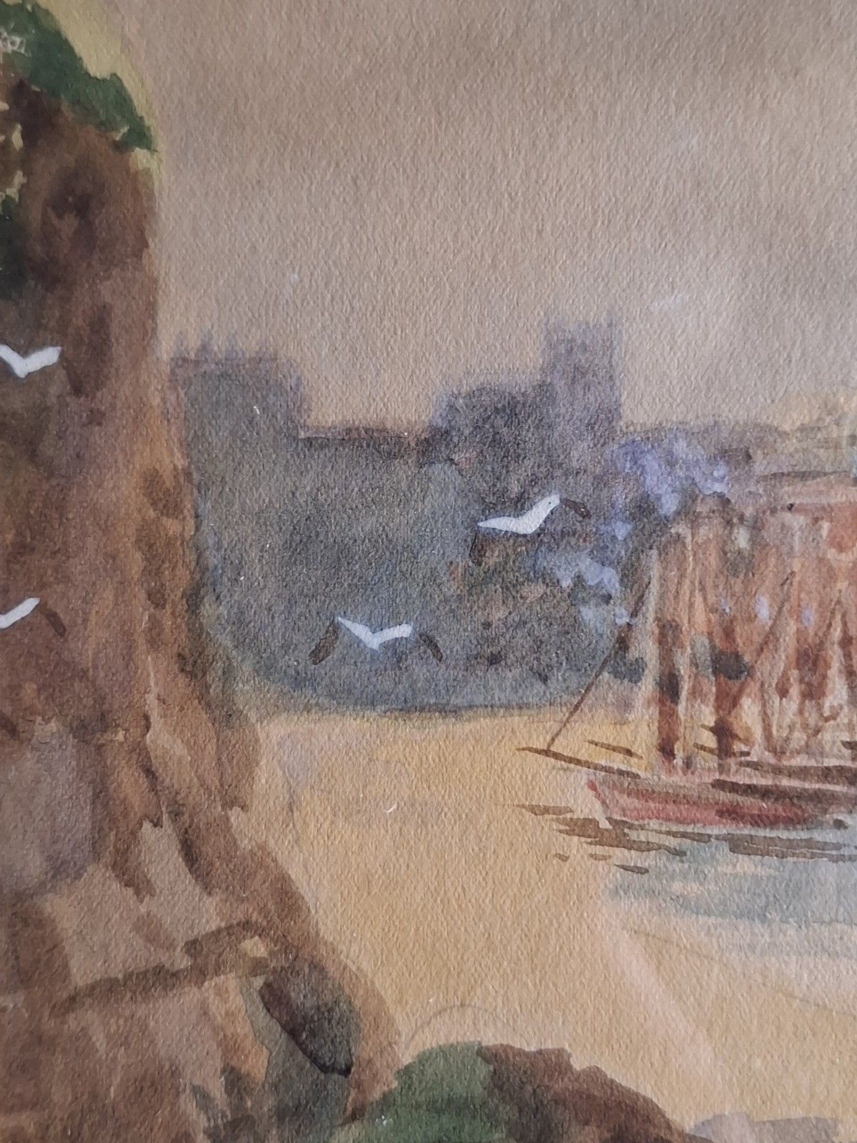 Antique Original Watercolour South Whitby Abbey Alfred Durham Coastal Seascape photo 60.0