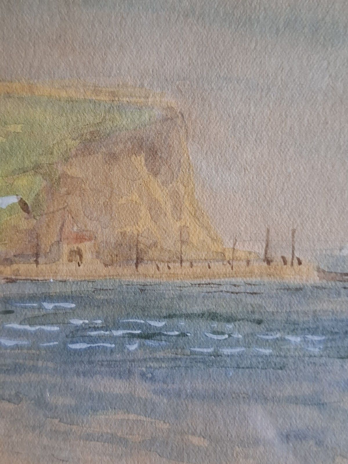 photo for sale Antique Original Watercolour South Whitby Abbey Alfred Durham Coastal Seascape