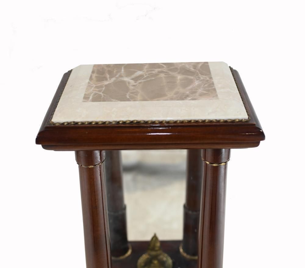 Pair French Pedestal Column Stands   Empire Tables Marble photo for sale
