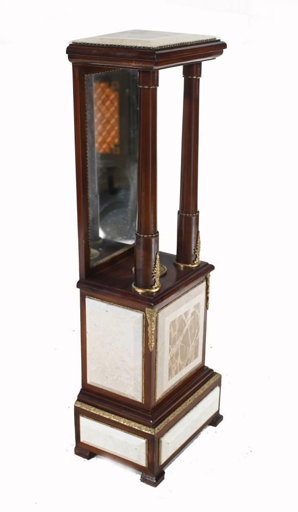 Pair French Pedestal Column Stands   Empire Tables Marble photo vinterior