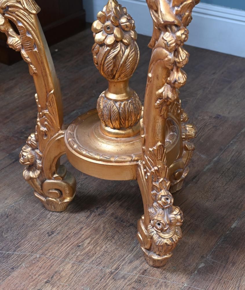 Pair French Gilt Pedestal Stands Rococo Tables photo vintage