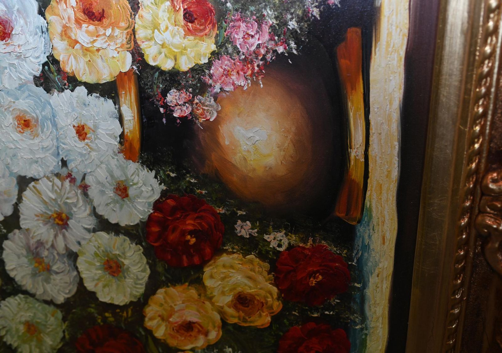Large Floral Oil Painting Victorian Revival 6 Ft 180 Cm photo buy