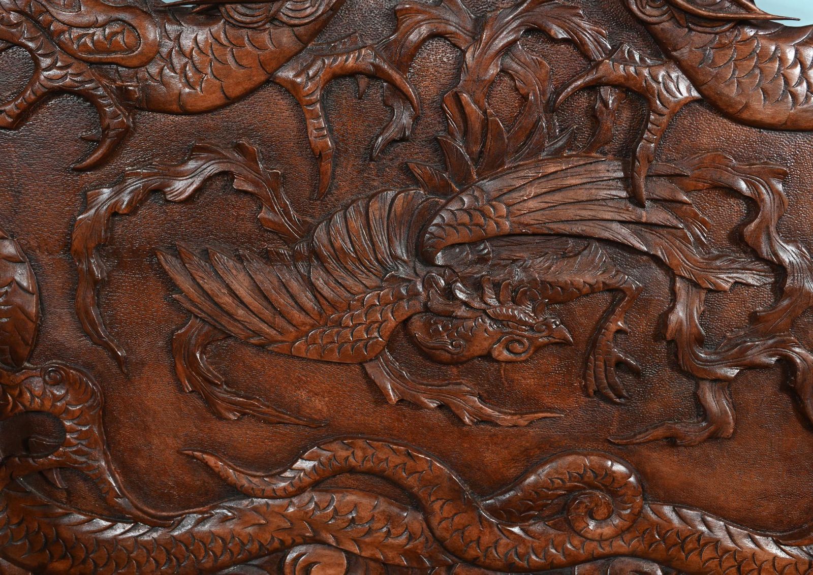 Chinese Dragon Bench Carved Seat Cinnabar Lacquer 1860 photo 2750.0