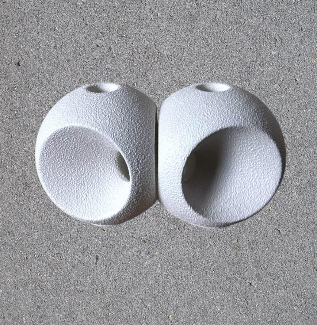 Bertoncello  Pair Of White Glazed Ceramic Candlesticks Design By Roberto Rigon photo vintage