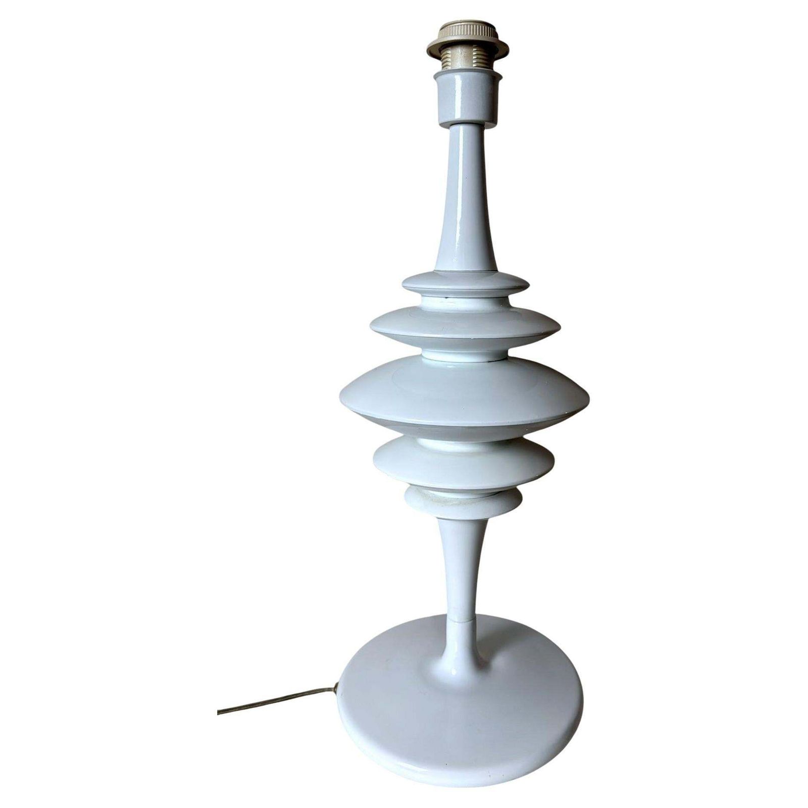 Space Age White Painted Aluminum Table Lamp In The Style Of Arredoluce
