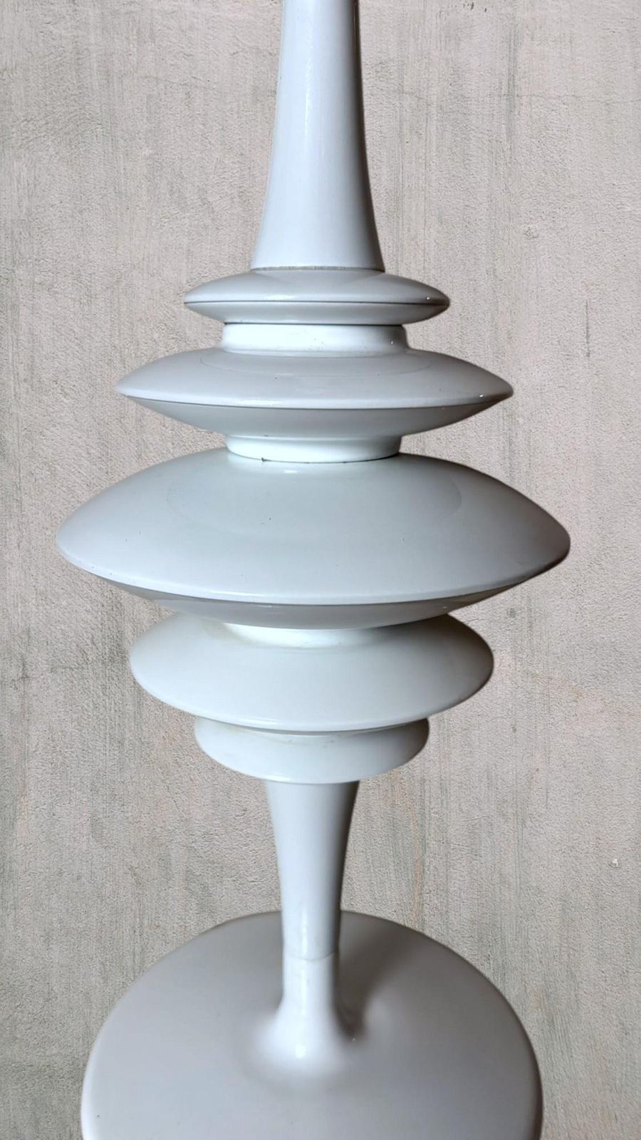 Space Age White Painted Aluminum Table Lamp In The Style Of Arredoluce photo buy