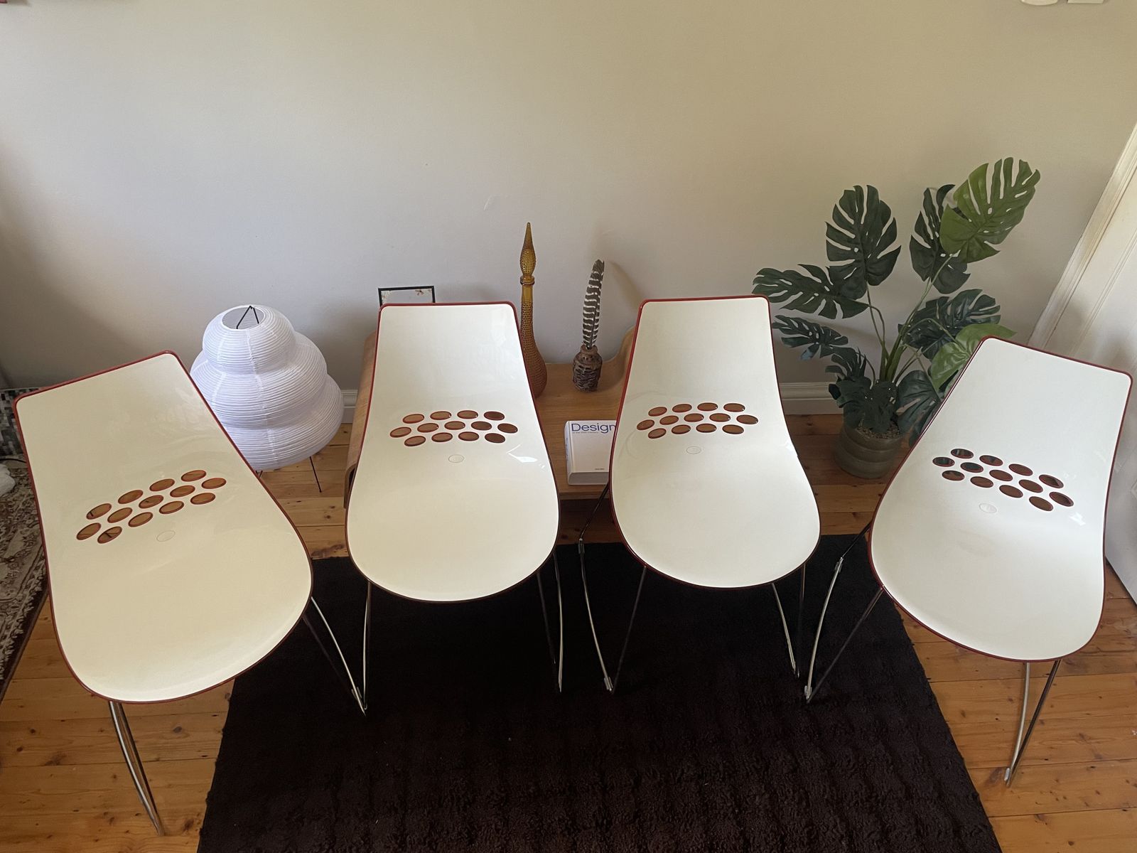 Calligaris Jam Chair Sleigh Style, White And Orange