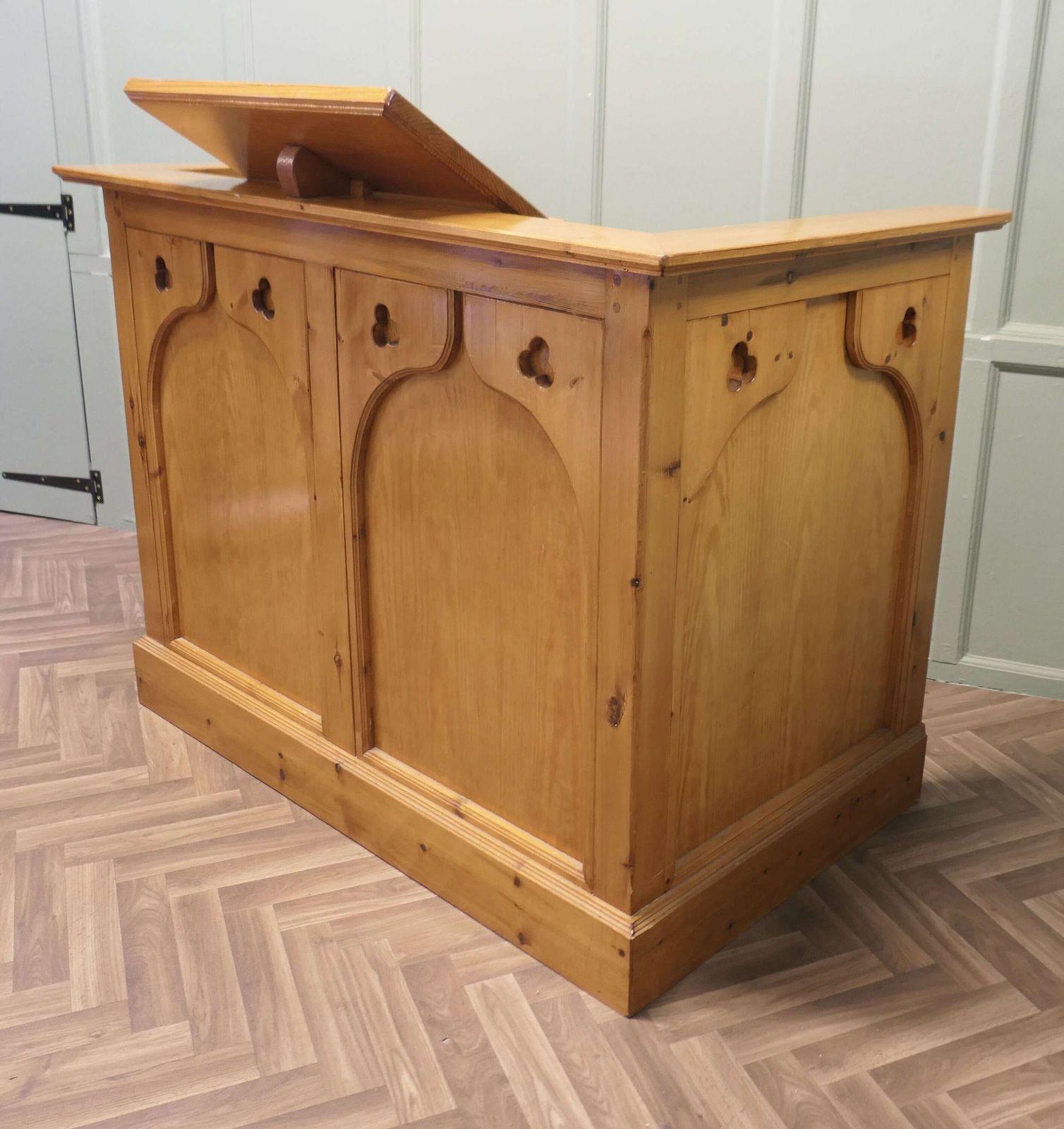Arts And Crafts Pine Reception Desk, Restaurant Greeter photo for sale