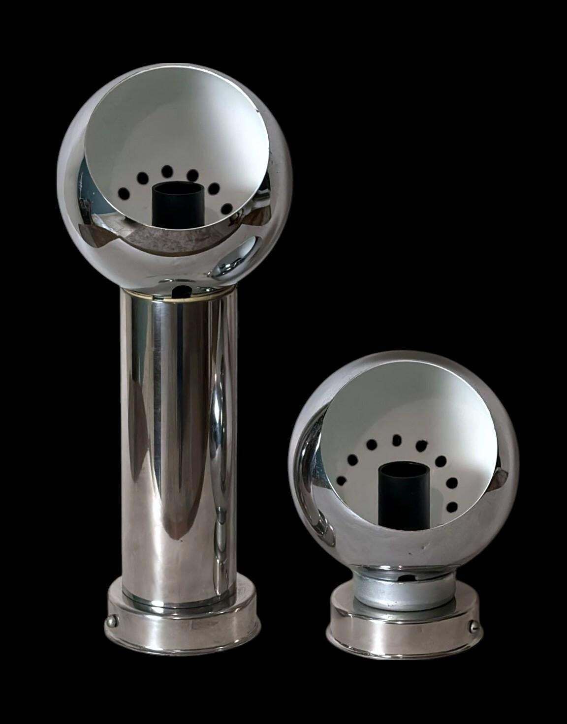 Reggiani Style Pair Of Italian Wall Sconces Space Age In Nickel Plated Metal photo furniture