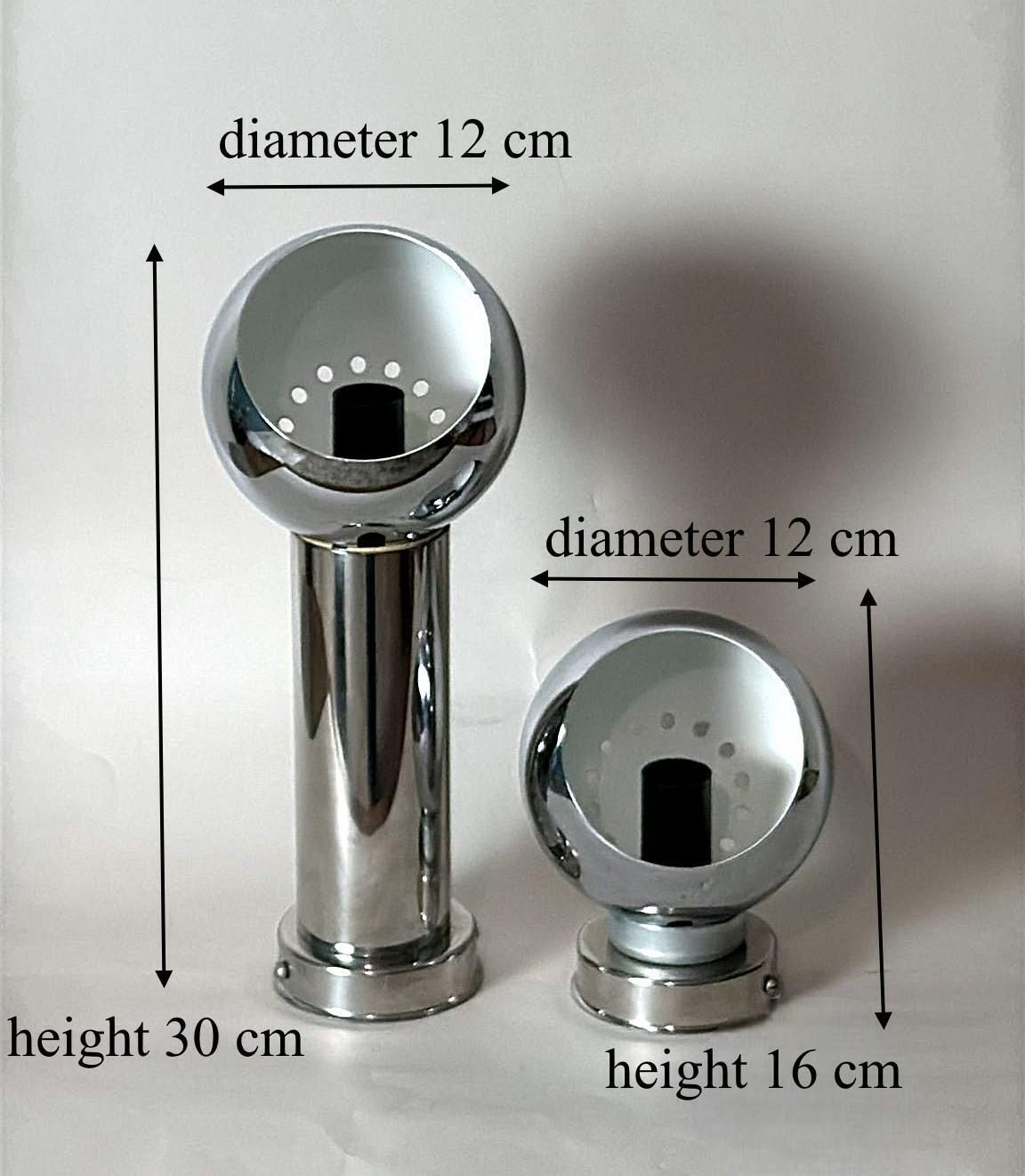 photo vintage Reggiani Style Pair Of Italian Wall Sconces Space Age In Nickel Plated Metal