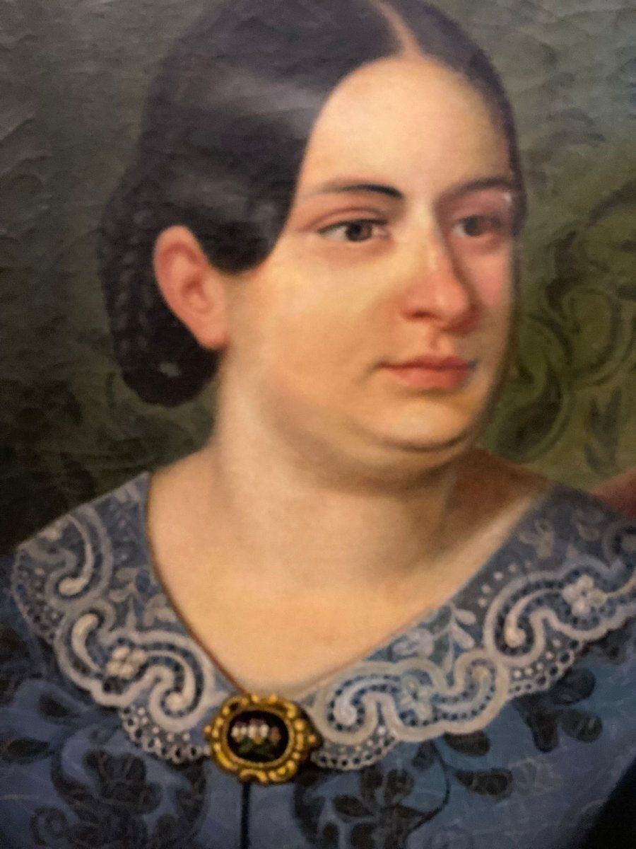 Oil Painting On Canvas, Portrait. Biedermaier Artist photo furniture