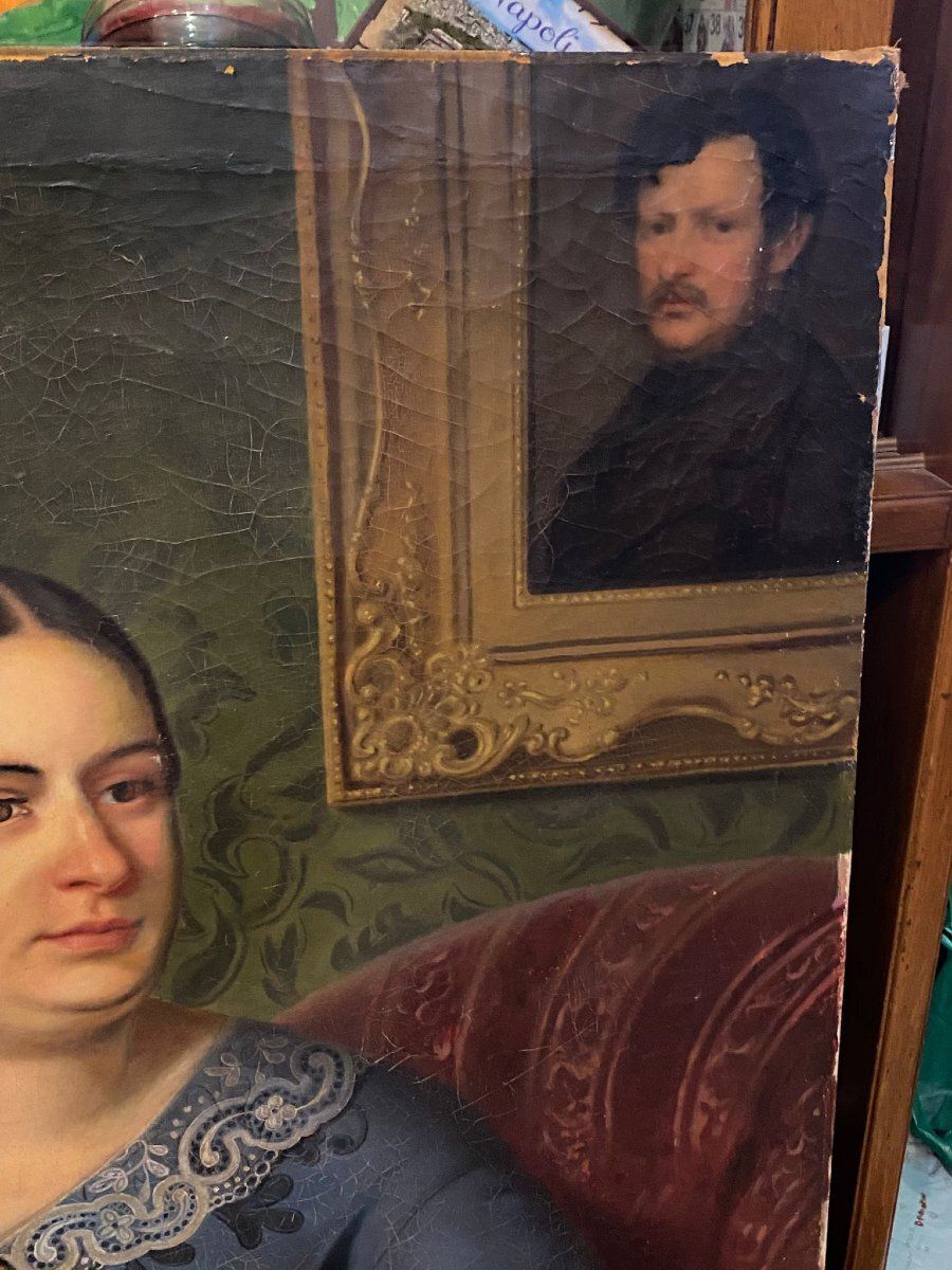 photo for sale Oil Painting On Canvas, Portrait. Biedermaier Artist