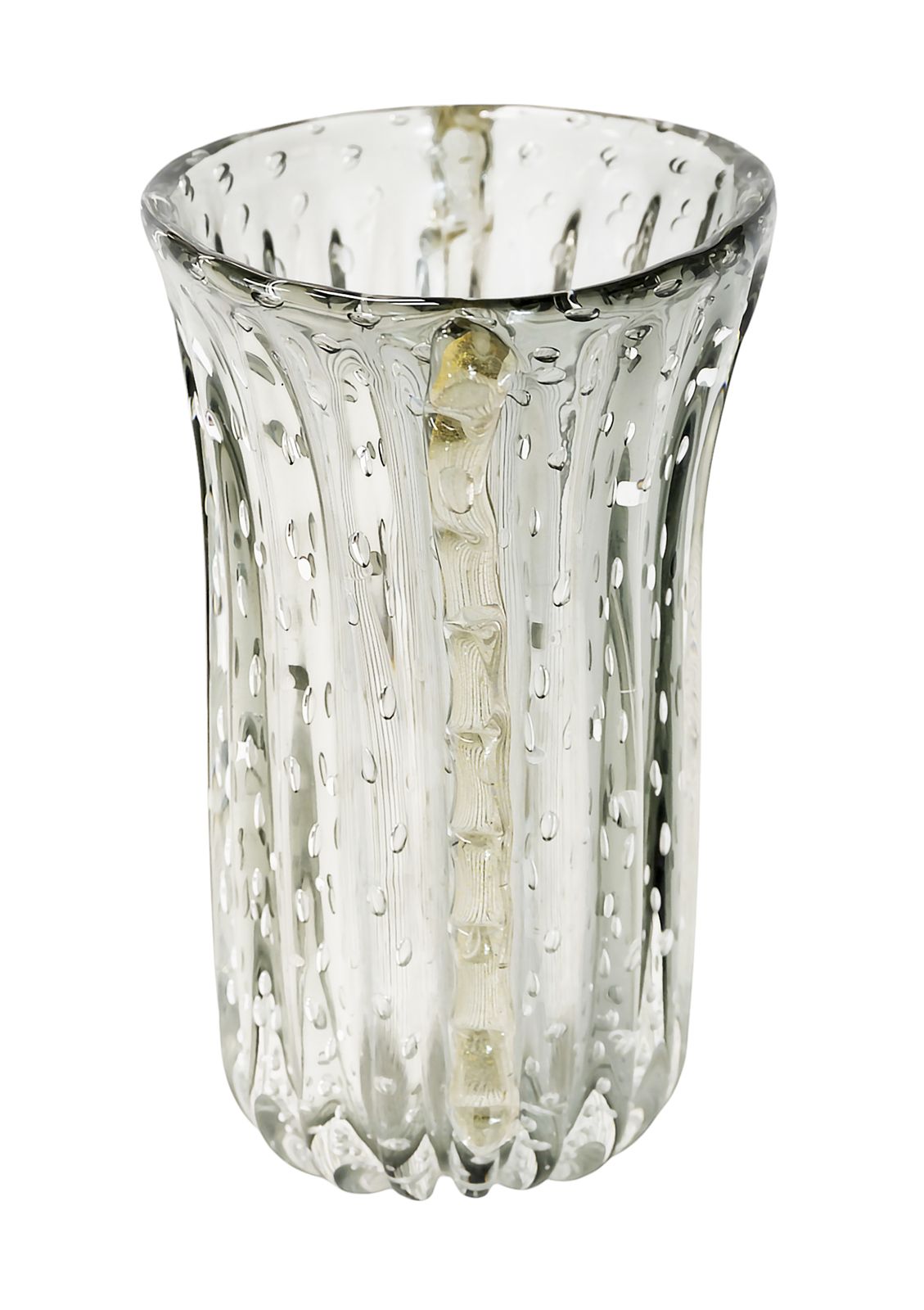Italian Handmade Transparent Grey And Gold Murano Glass Vase photo furniture