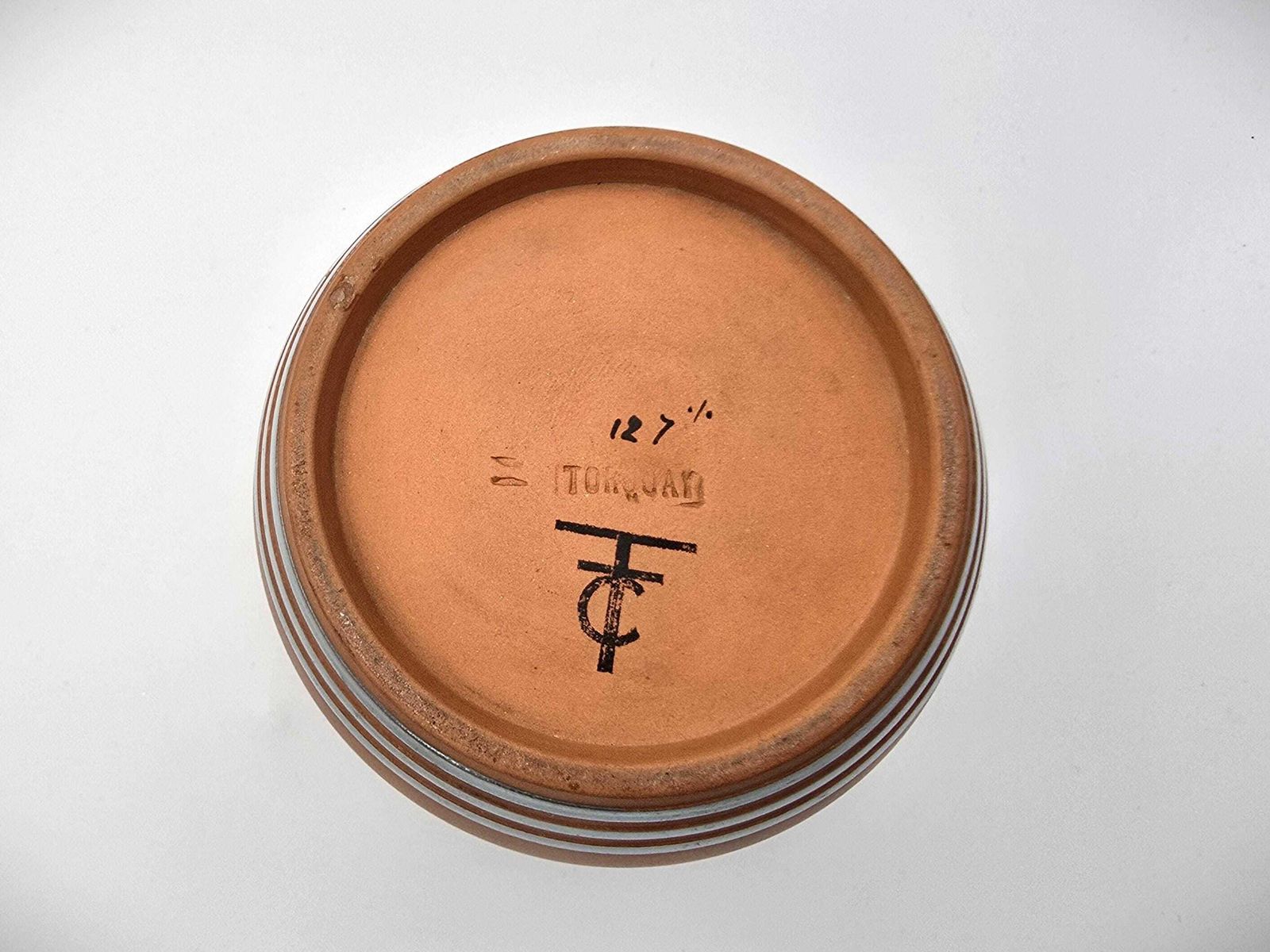 Antique Torquay Terracotta Company (Ttc) Tobacco Jar   Barrel Shaped With Blue Celeste Enamel   Torquayware Made In Devon photo 90.0