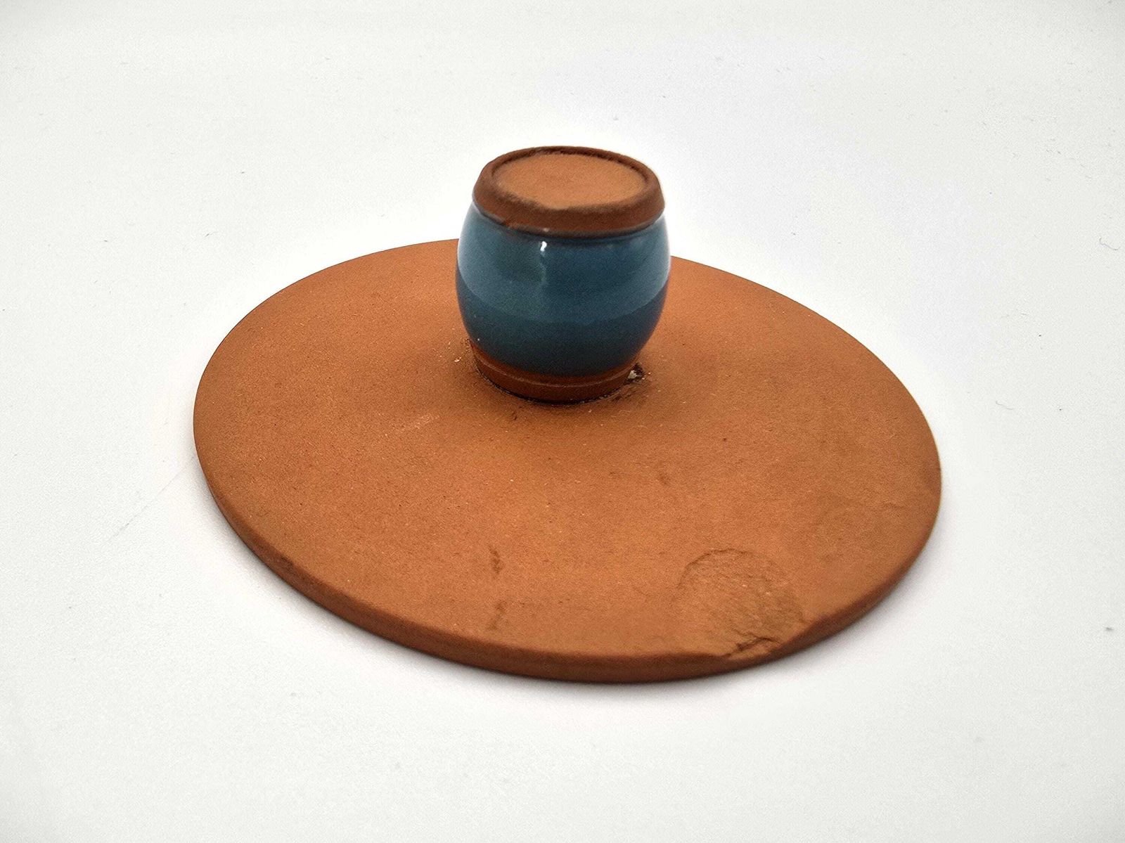 Antique Torquay Terracotta Company (Ttc) Tobacco Jar   Barrel Shaped With Blue Celeste Enamel   Torquayware Made In Devon photo vintage