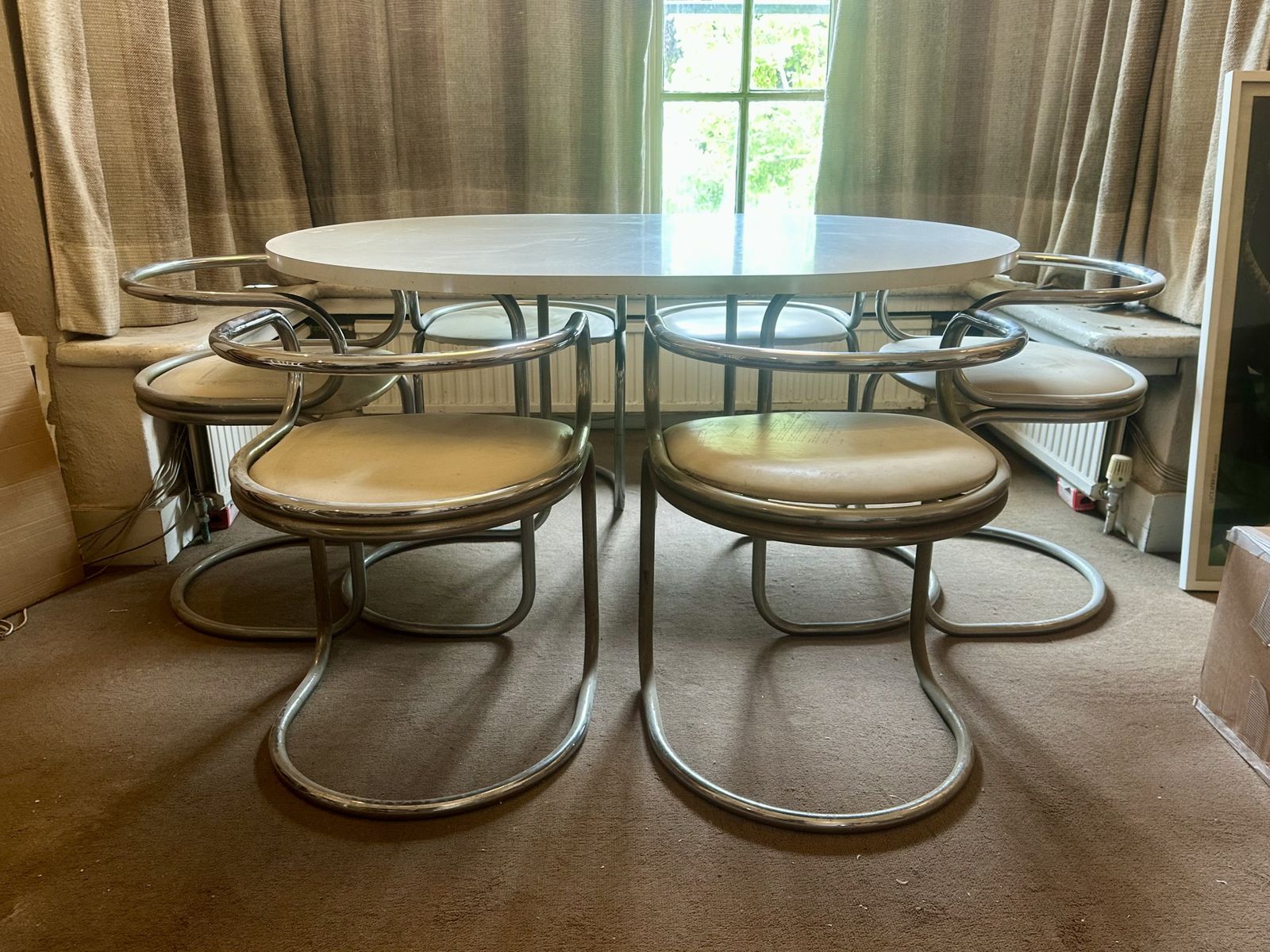 Late 1960’s Original Set Of Dining Table And 6 Matching Chairs photo Furniture