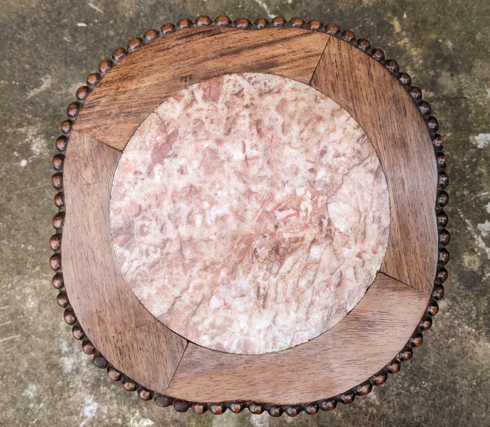 Antique Meiji Hardwood Stand Marble Top photo 385.0