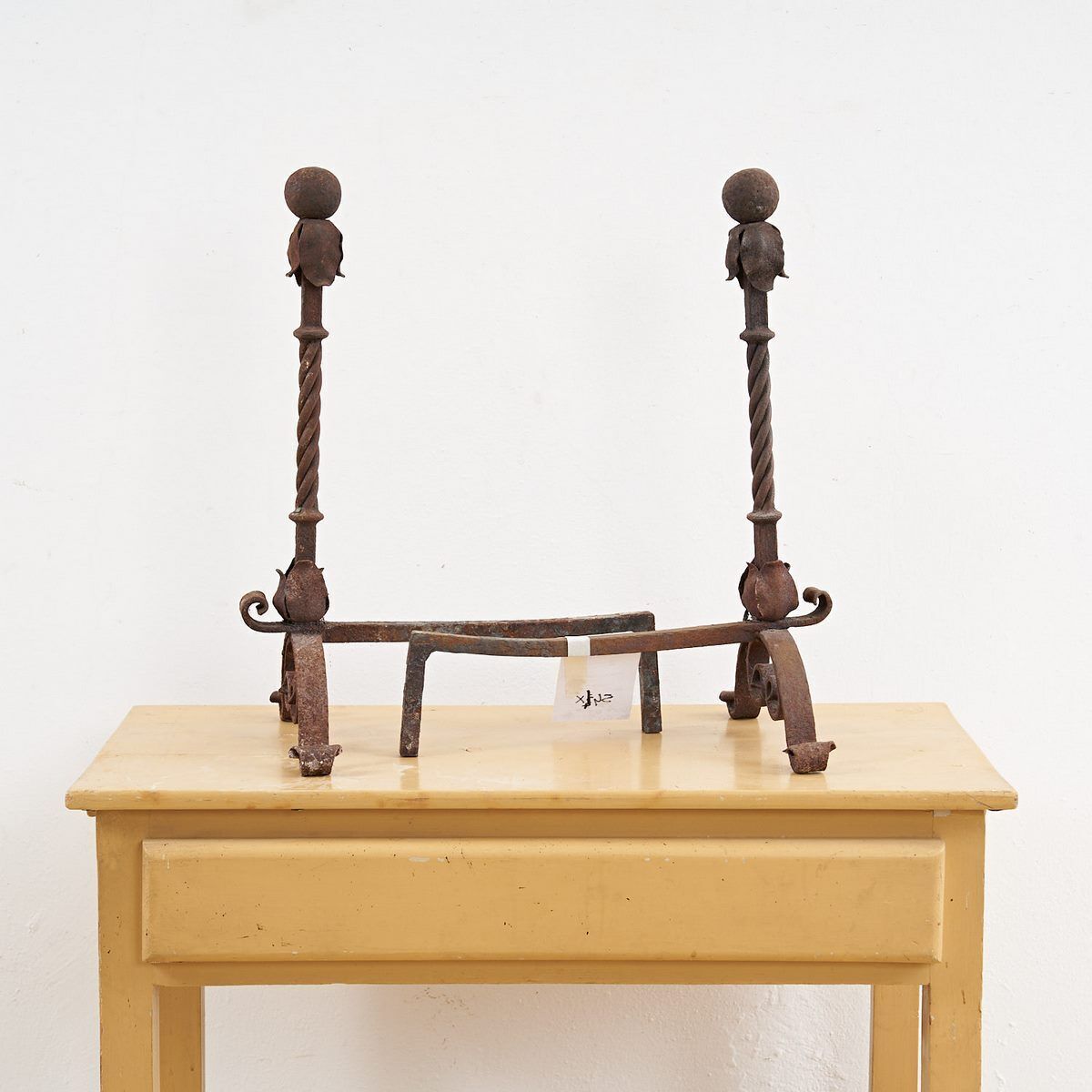 Pair Of Antique Wrought Iron Andirons