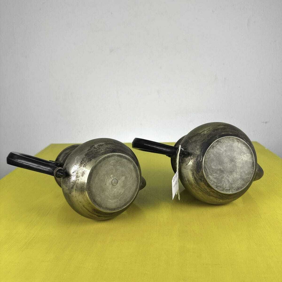 Pair Of Vintage Metal Teapots With Wooden Handles photo buy