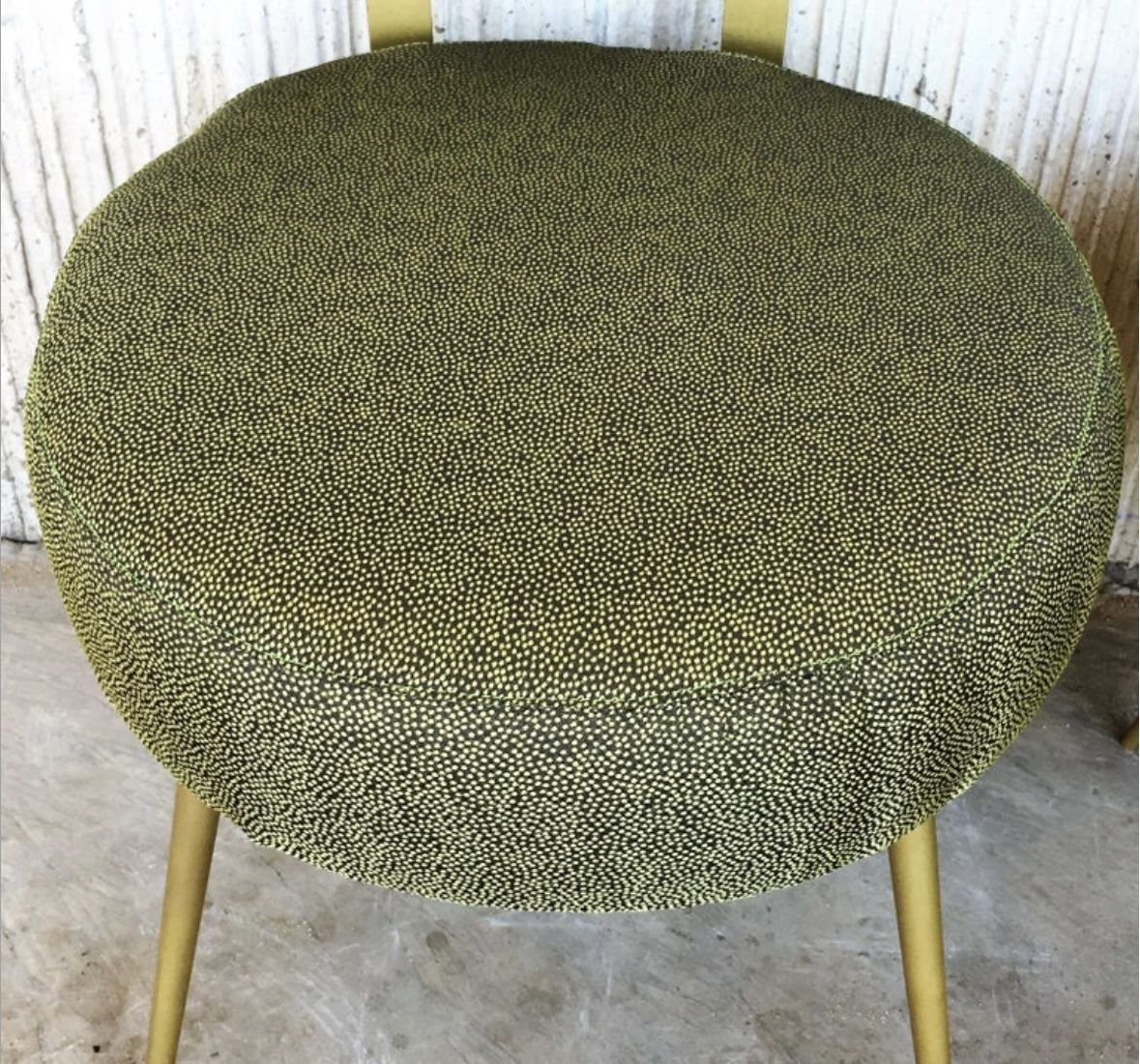 Mid Century Round Stools With Backrest In Green And Gold, 1950s, Set Of 2 photo buy