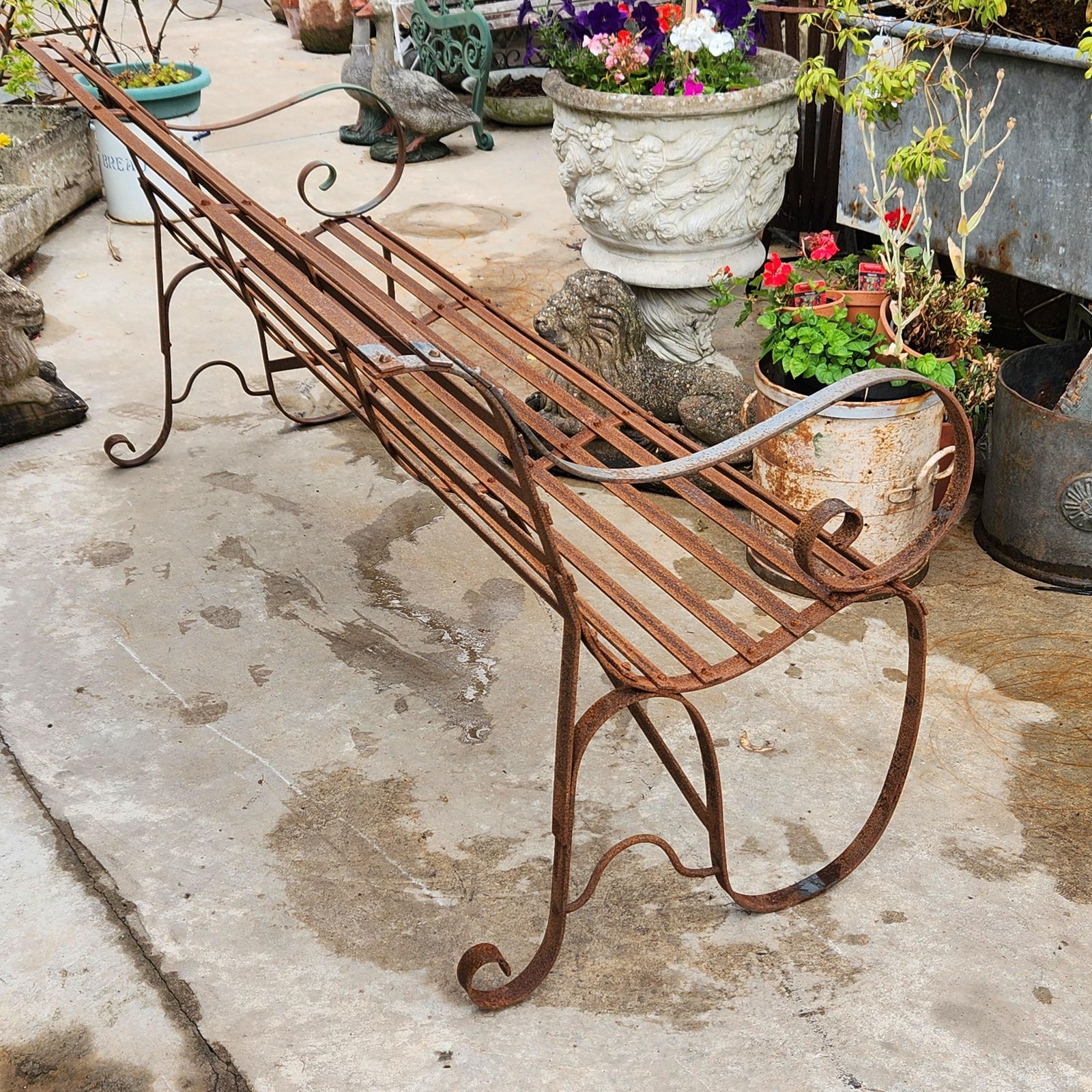 19thc Slatwork Metal Garden Bench photo furniture