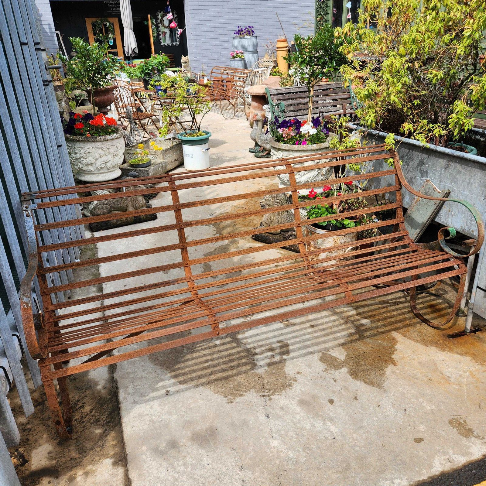 19thc Slatwork Metal Garden Bench photo Garden Furniture