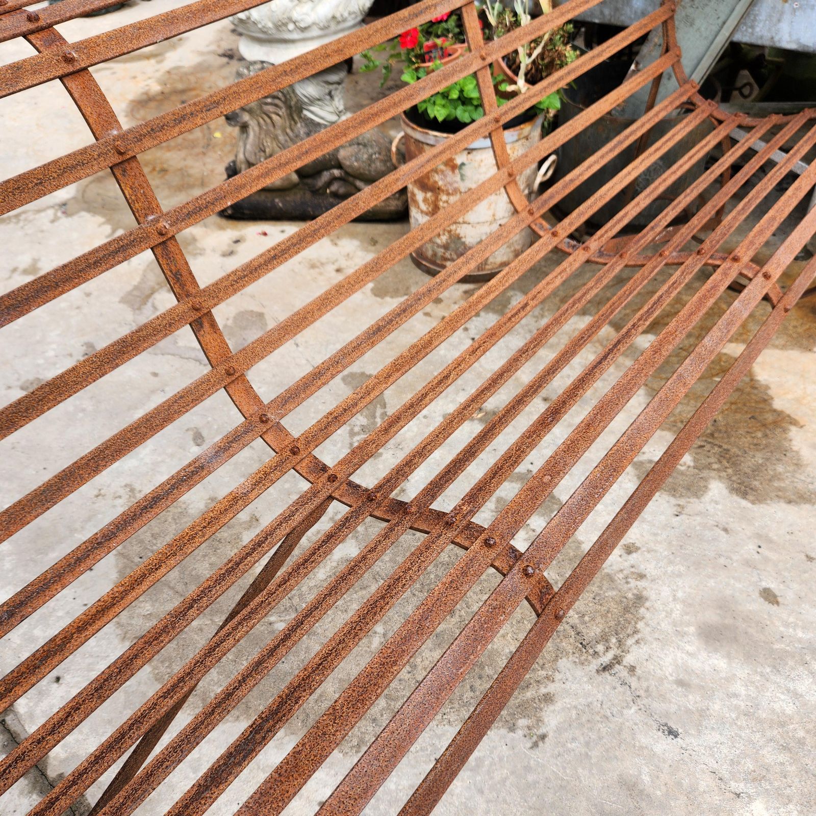 19thc Slatwork Metal Garden Bench photo vintage