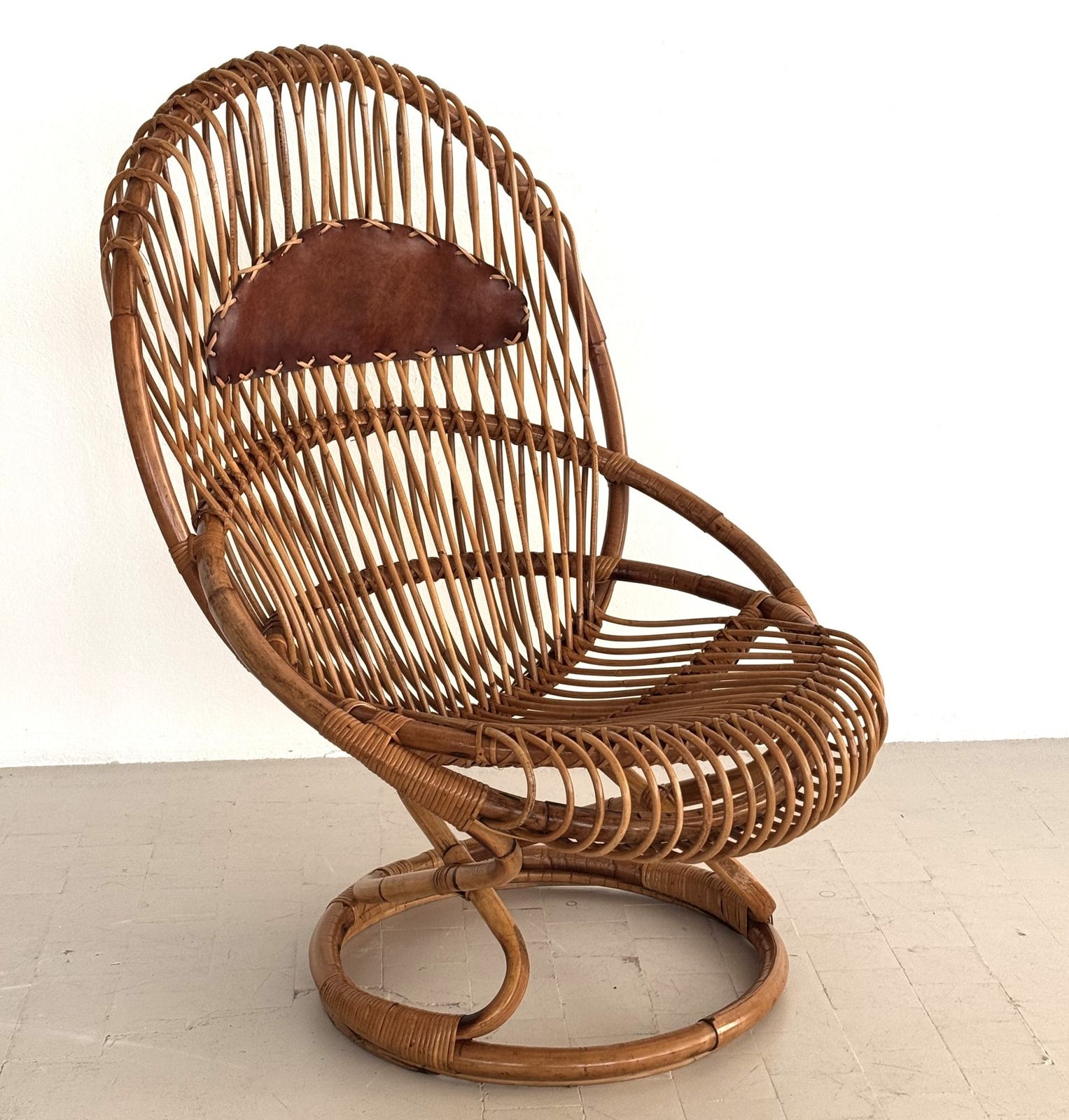Tito Agnoli Organic Bamboo Wicker Easy Chair For Bonacina,  1960s photo for sale
