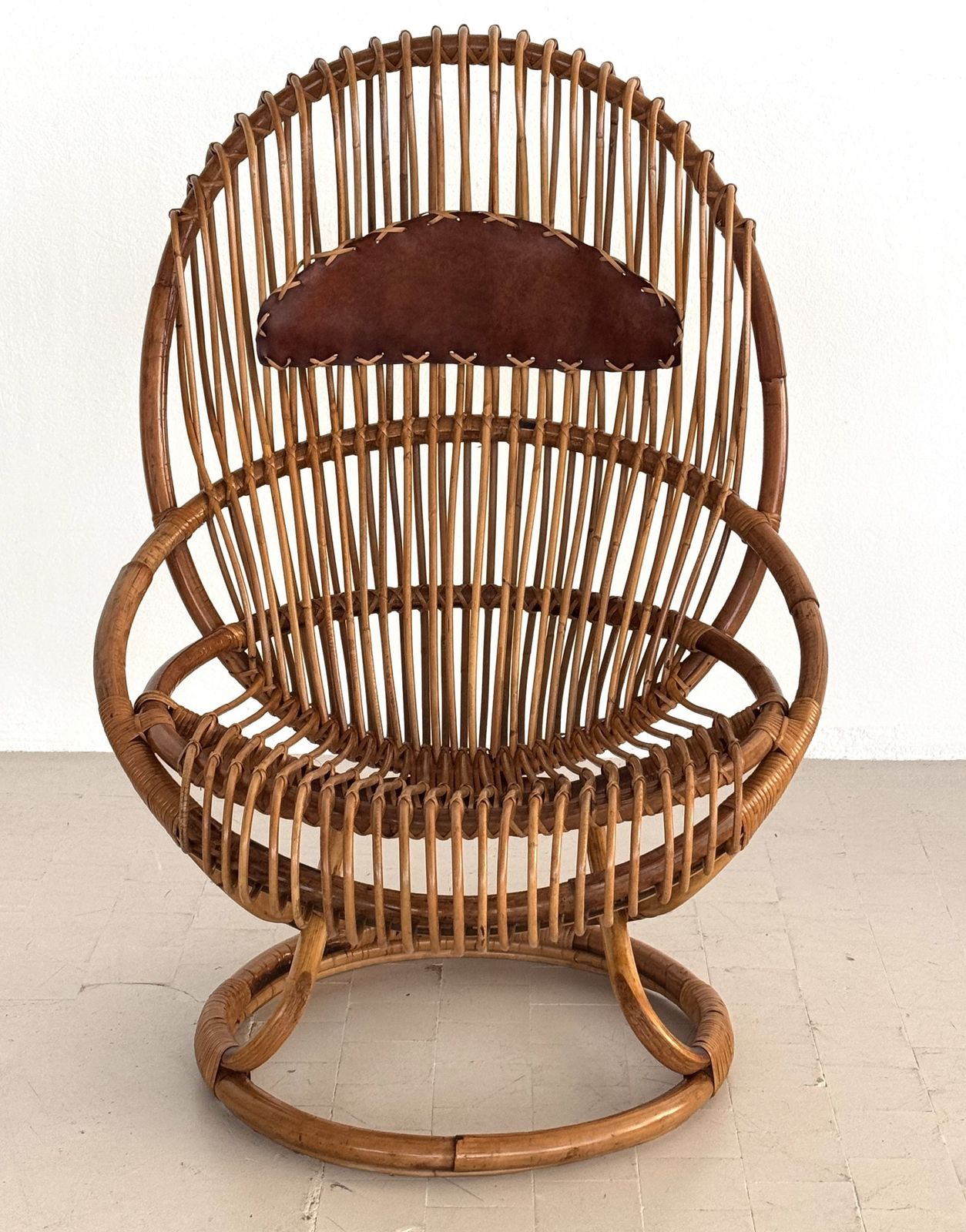 Tito Agnoli Organic Bamboo Wicker Easy Chair For Bonacina,  1960s photo vintage