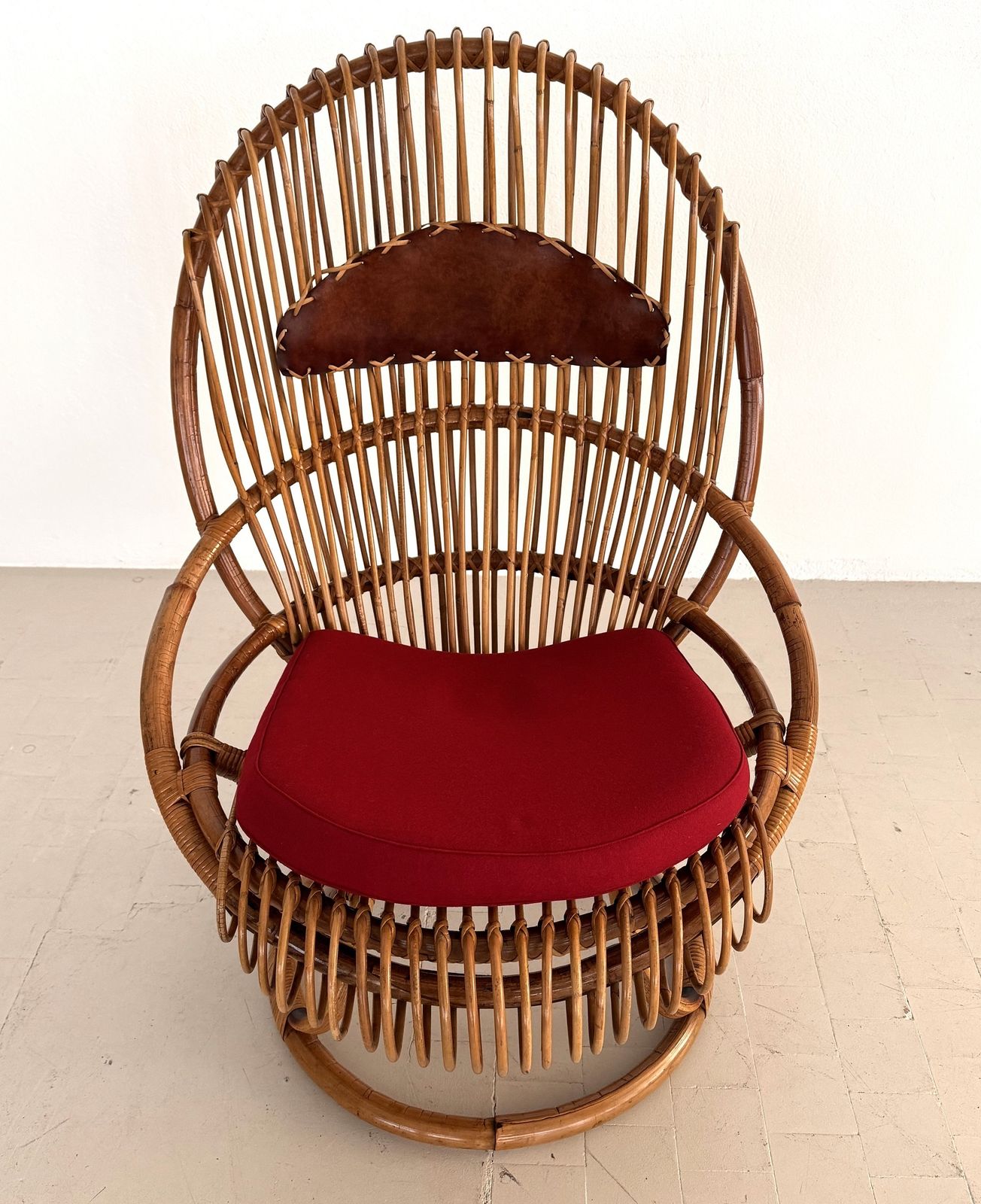 Furniture Tito Agnoli Organic Bamboo Wicker Easy Chair For Bonacina,  1960s photo