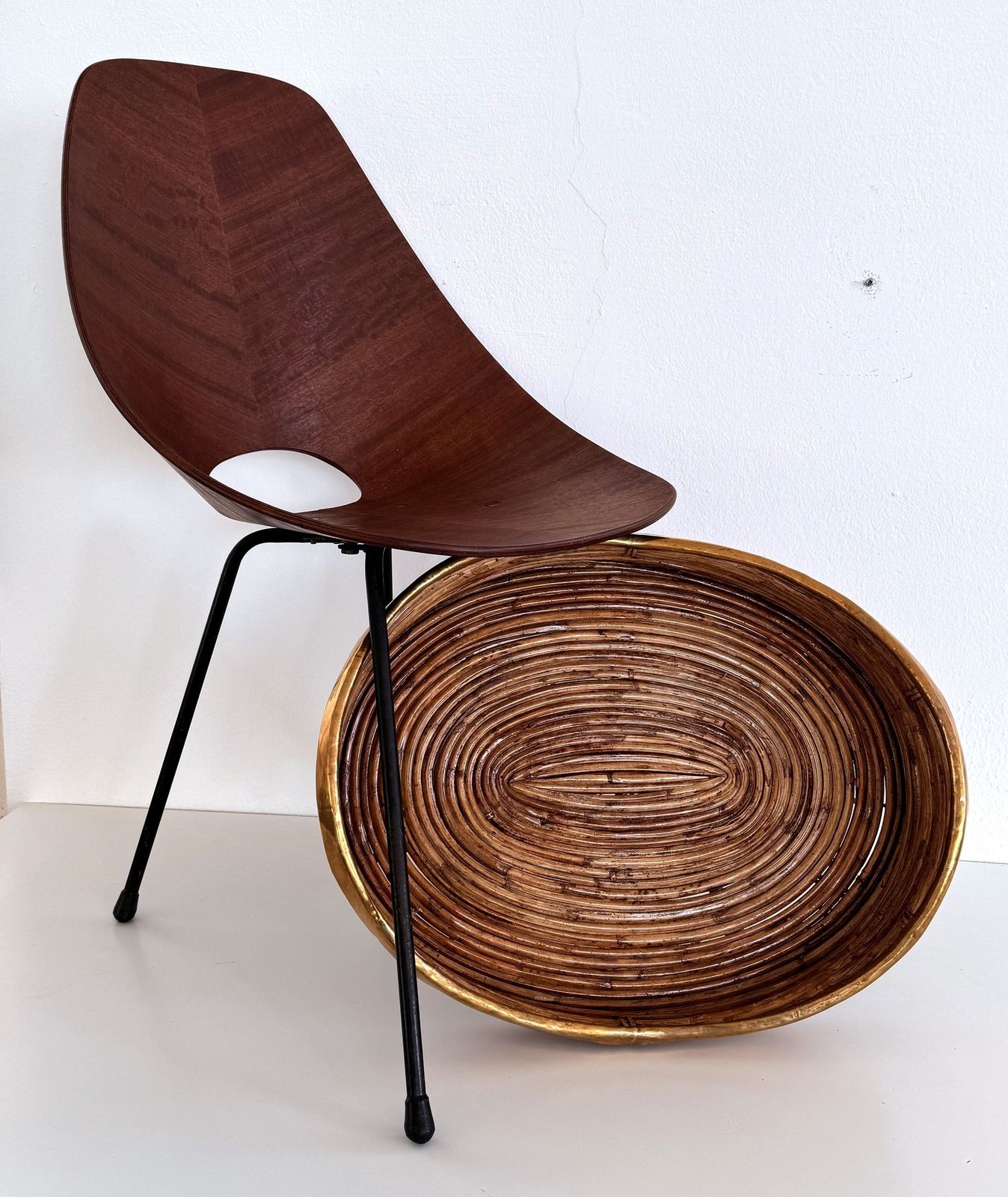 Italian Mid Century Bamboo And Brass Bohemian Organic Serving Tray, 1970s photo Home Decor
